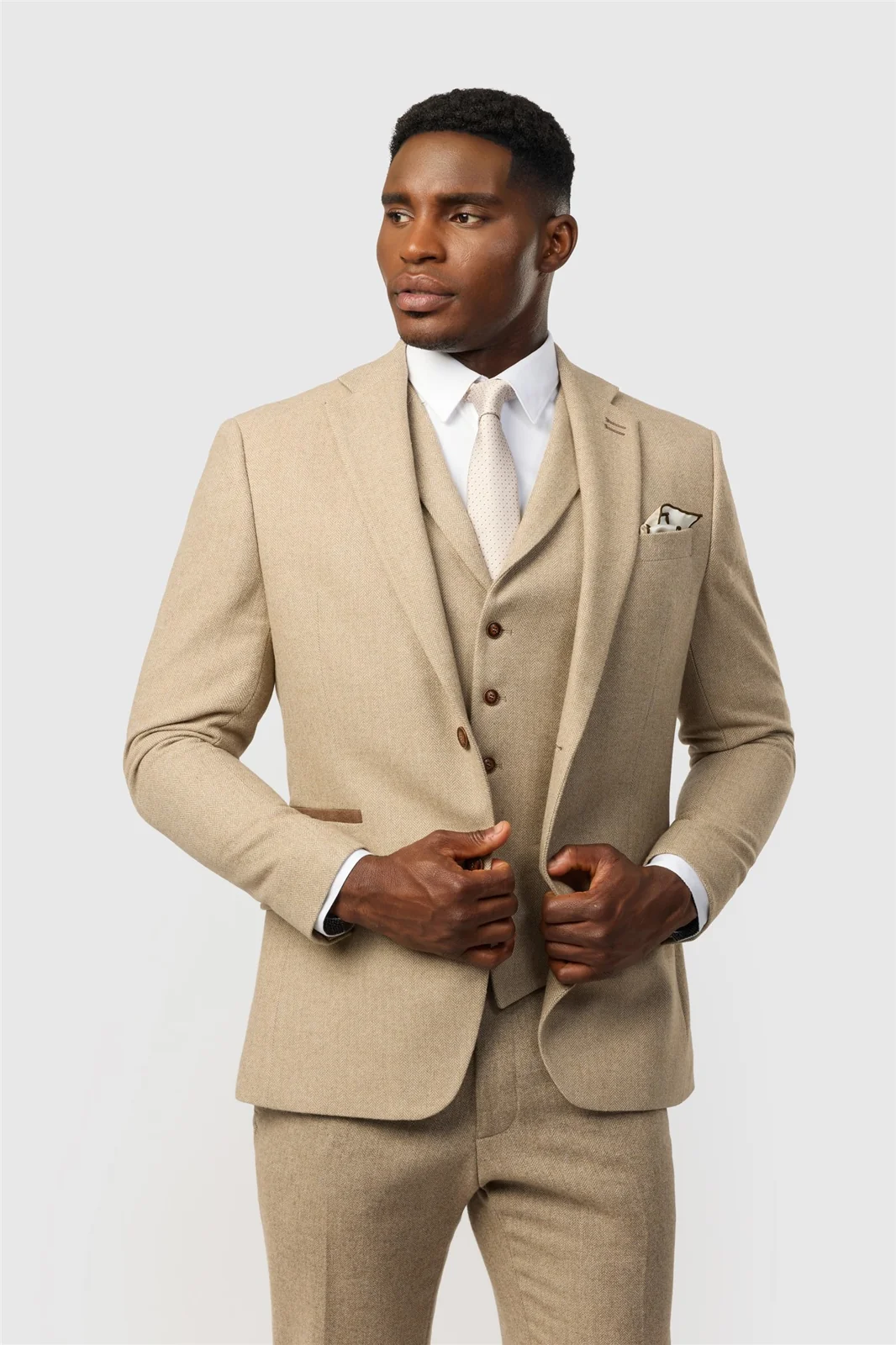 Antique Rogue Slim Fit Baxter Camel Herringbone Tweed Jacket primary image