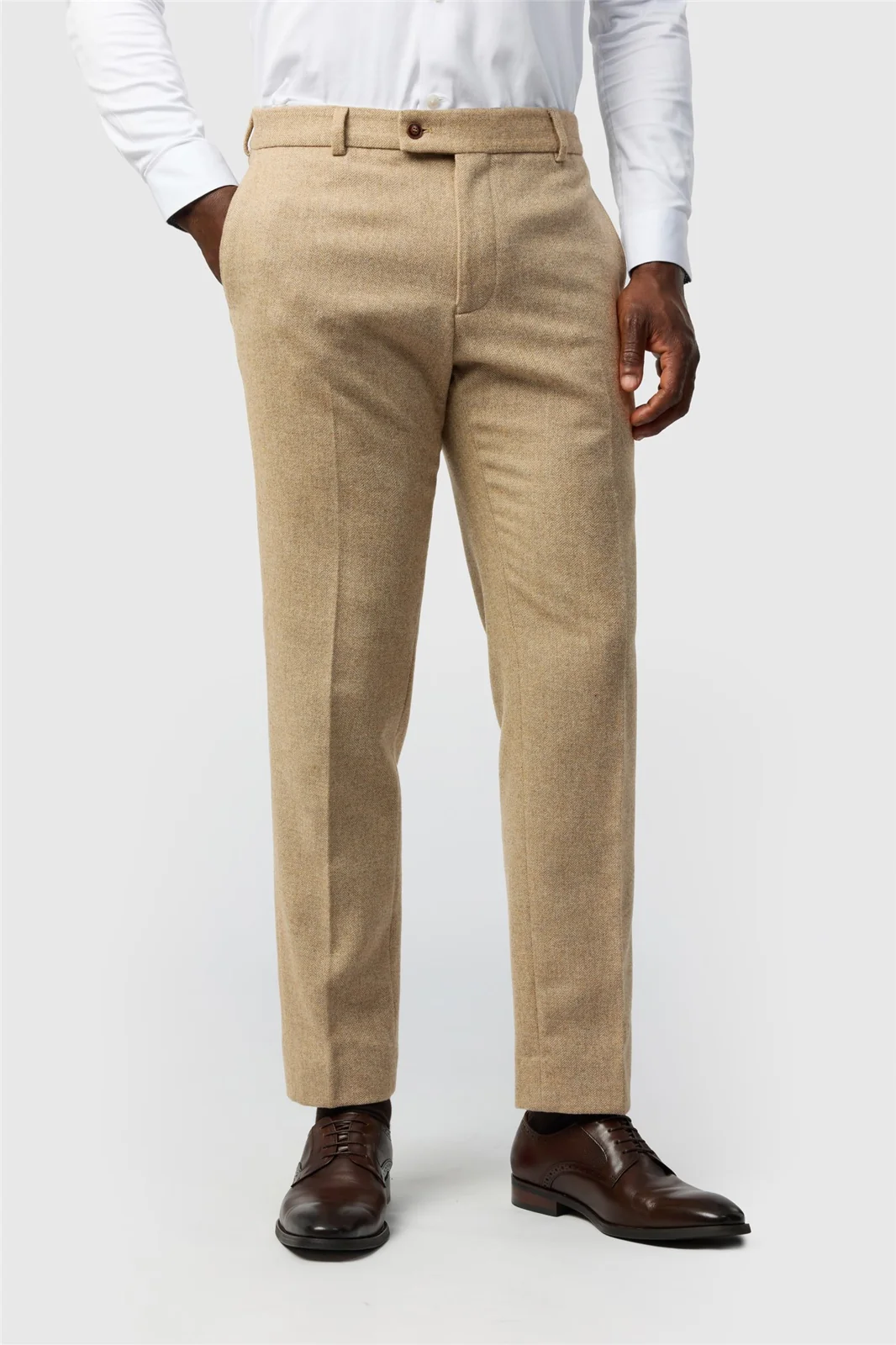 Antique Rogue Slim Fit Baxter Camel Herringbone Tweed Trouser primary image