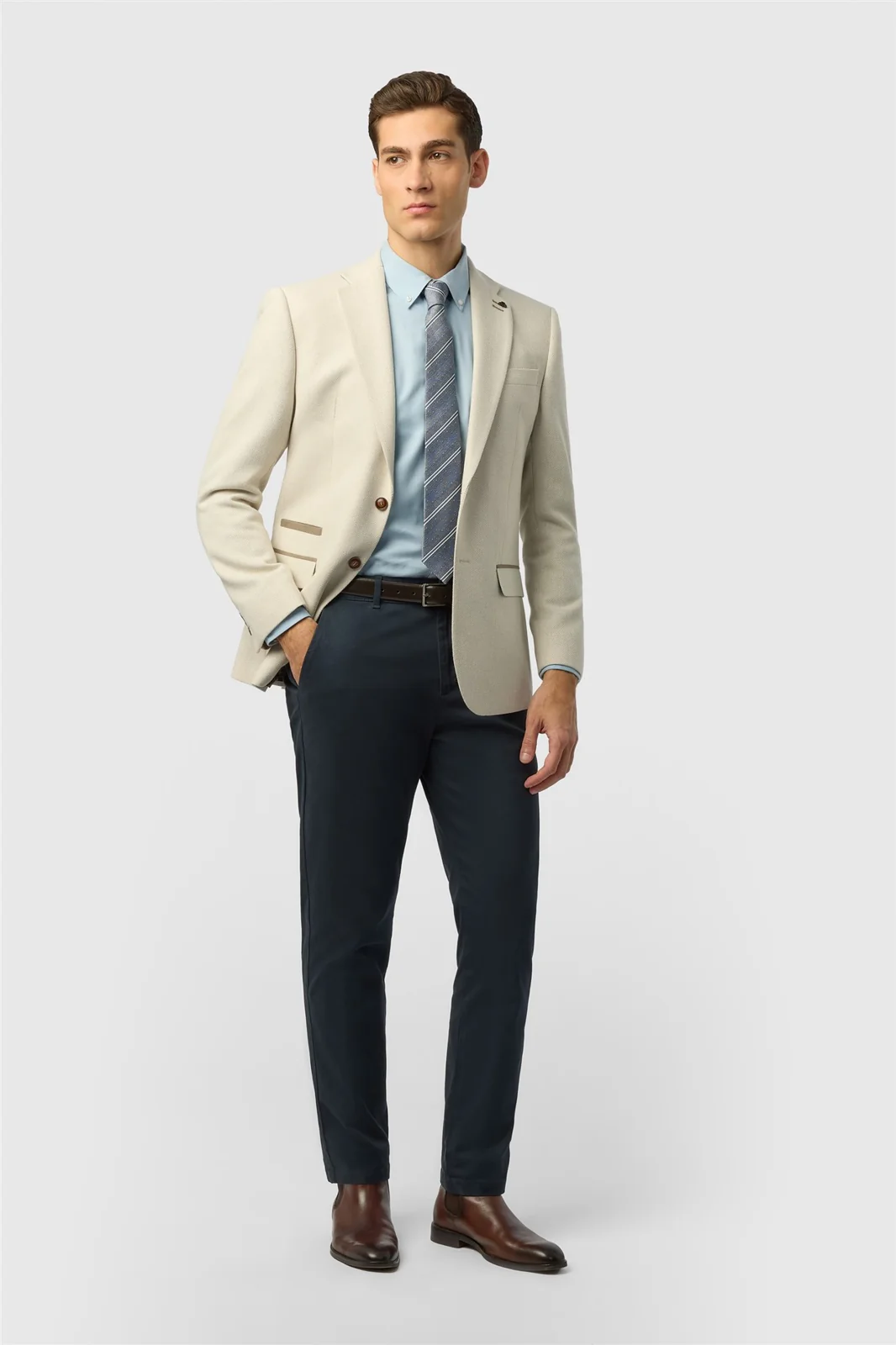Antique Rogue Slim Fit Baxter Ecru Herringbone Tweed Jacket thumbnail 4