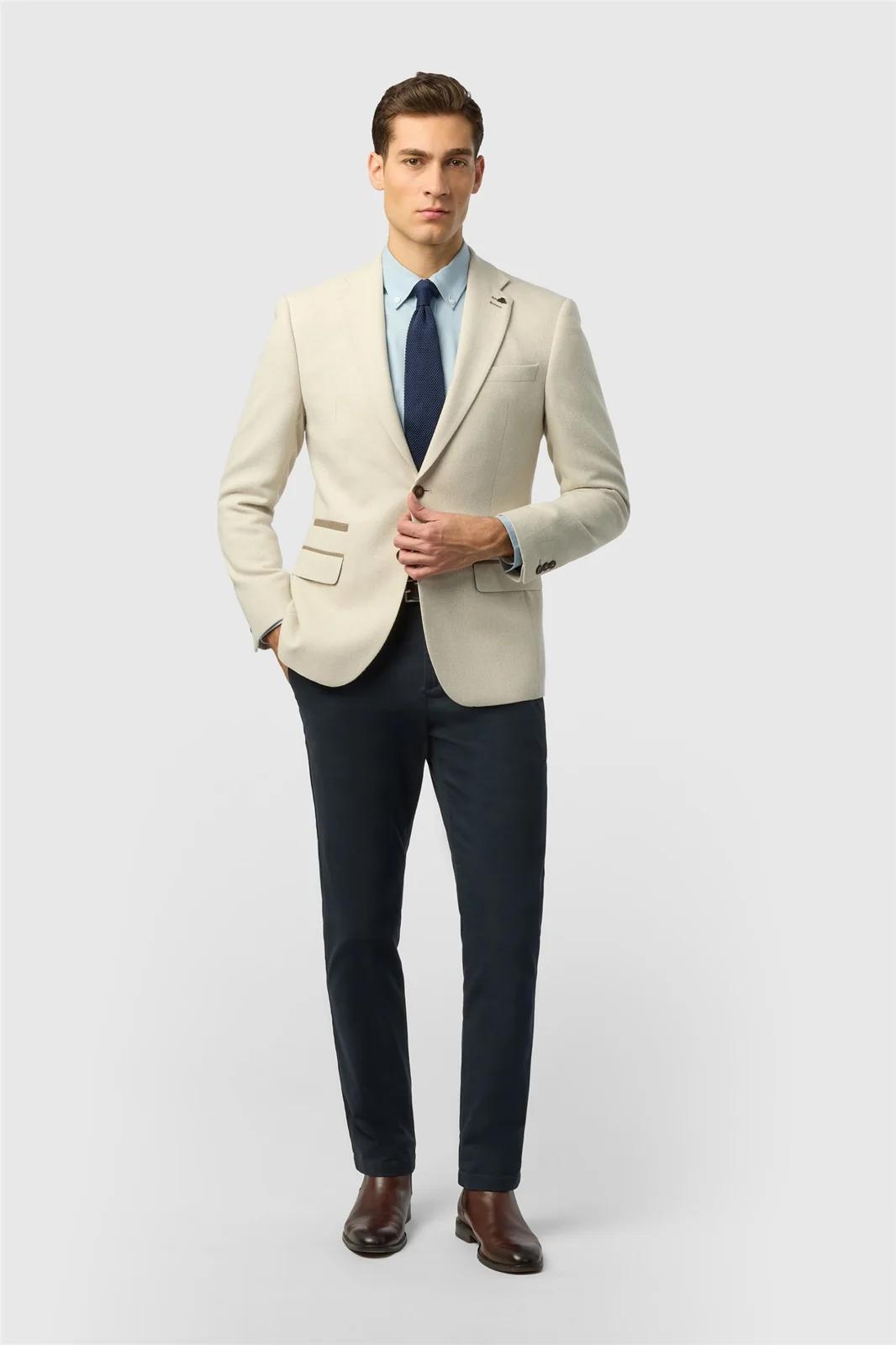 Antique Rogue Slim Fit Baxter Ecru Herringbone Tweed Jacket thumbnail 5