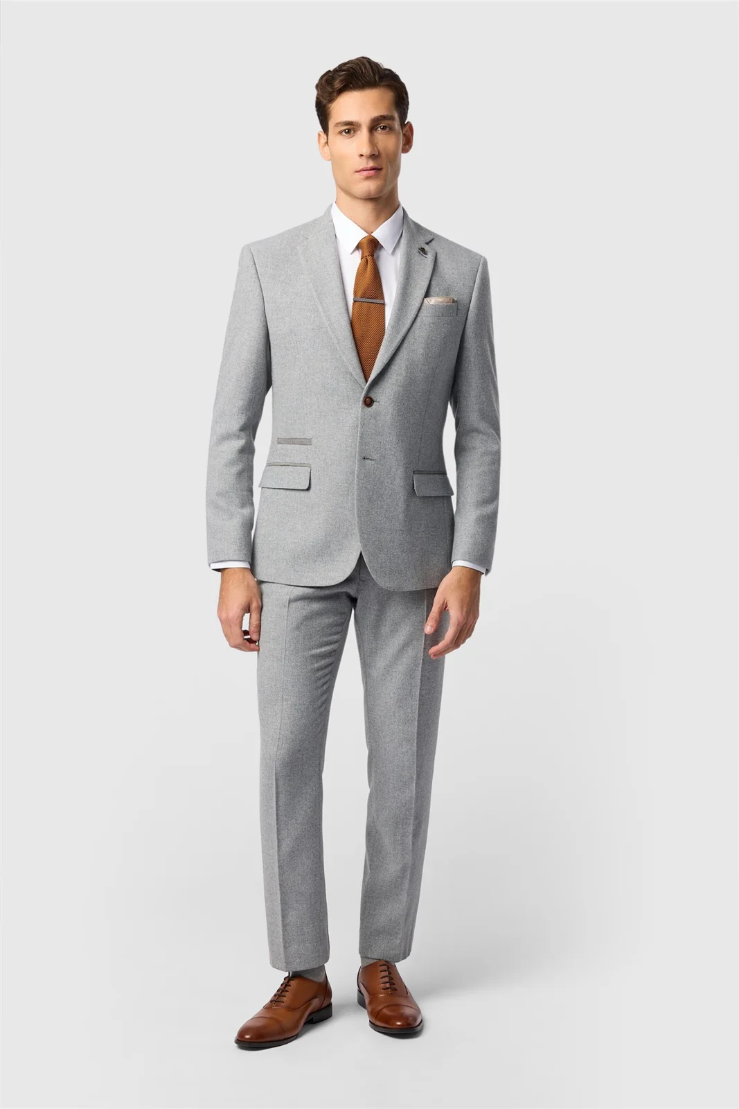 Antique Rogue Slim Fit Baxter Pale Grey Herringbone Jacket thumbnail 3