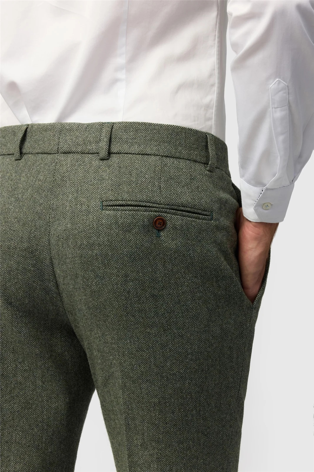 Antique Rogue Slim Fit Baxter Sage Herringbone Tweed Trouser thumbnail 2