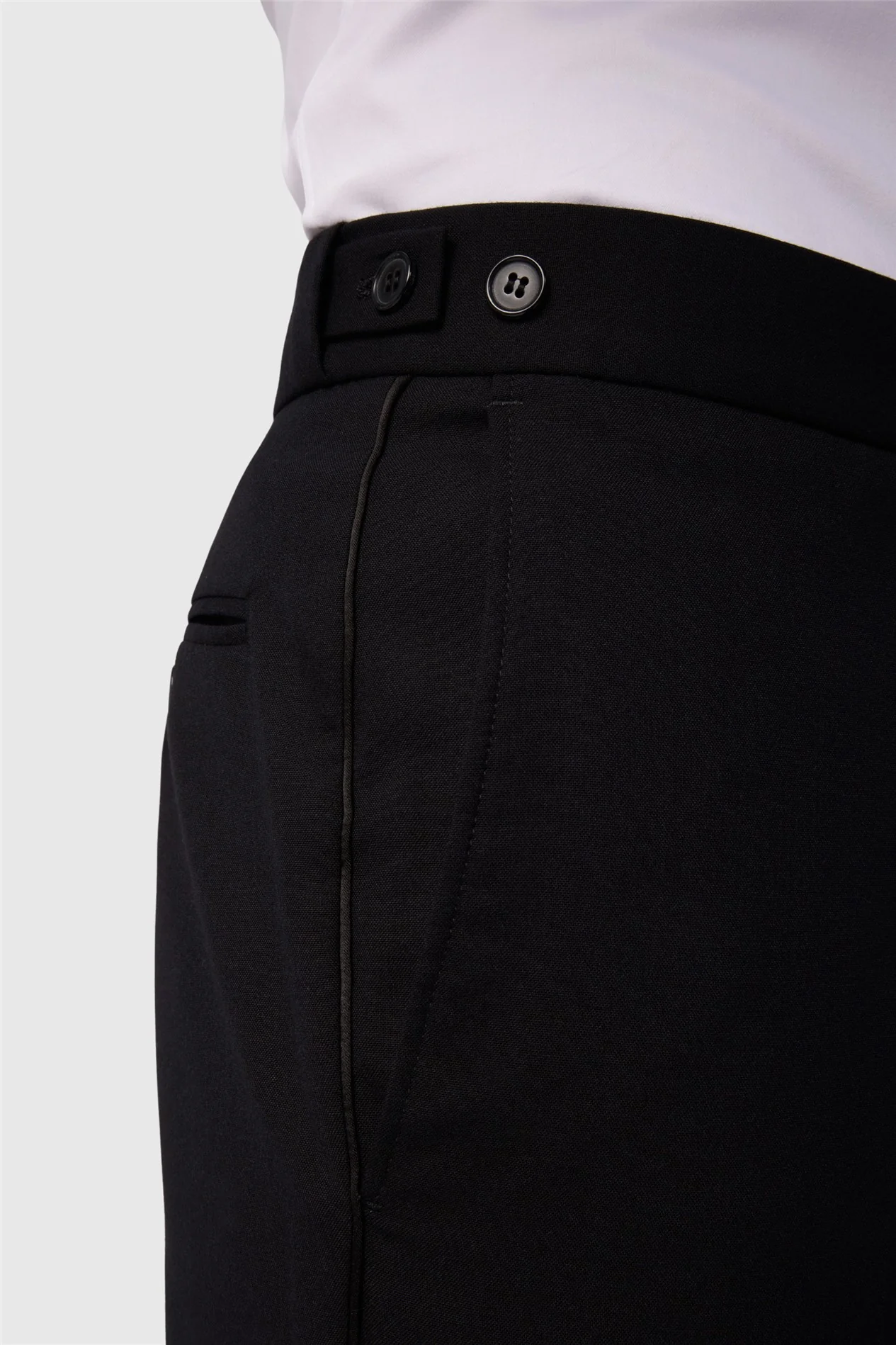 Antique Rogue Slim Fit Black Dresswear Trousers with Satin Piping thumbnail 2