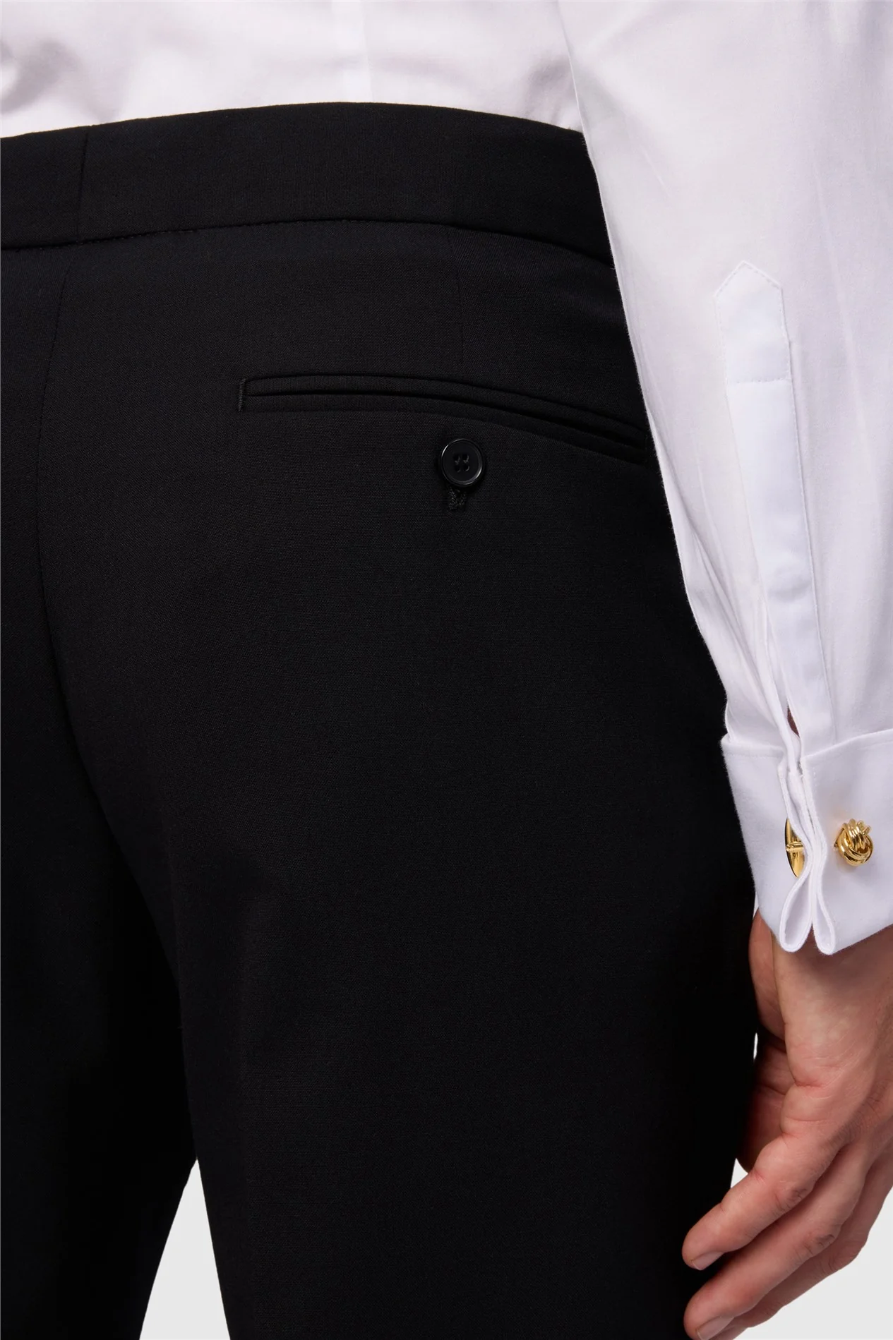 Antique Rogue Slim Fit Black Dresswear Trousers with Satin Piping thumbnail 3
