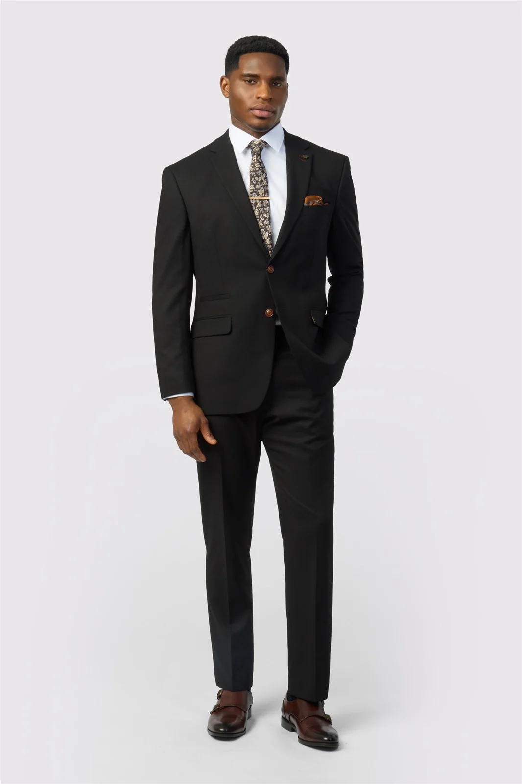 Antique Rogue Slim Fit Black Texture Stretch Jacket thumbnail 3