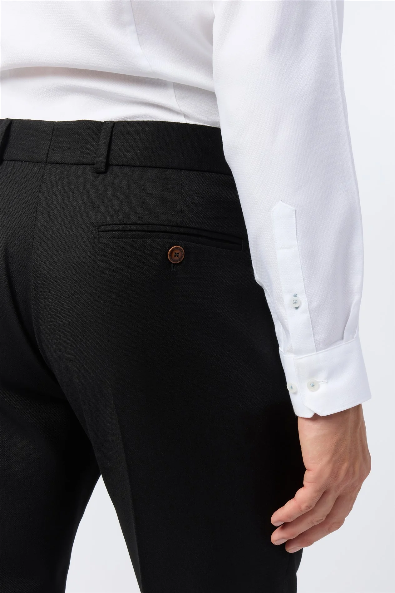 Antique Rogue Slim Fit Black Texture Stretch Trousers thumbnail 2