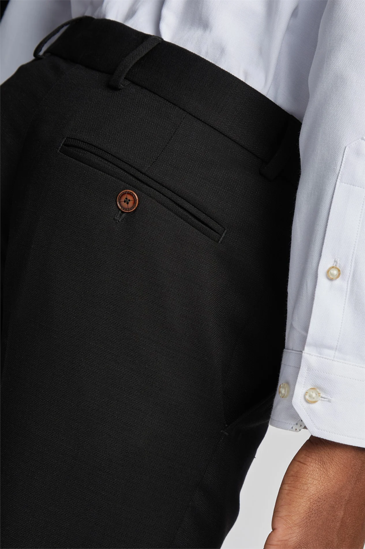 Antique Rogue Slim Fit Black Texture Stretch Trousers thumbnail 4