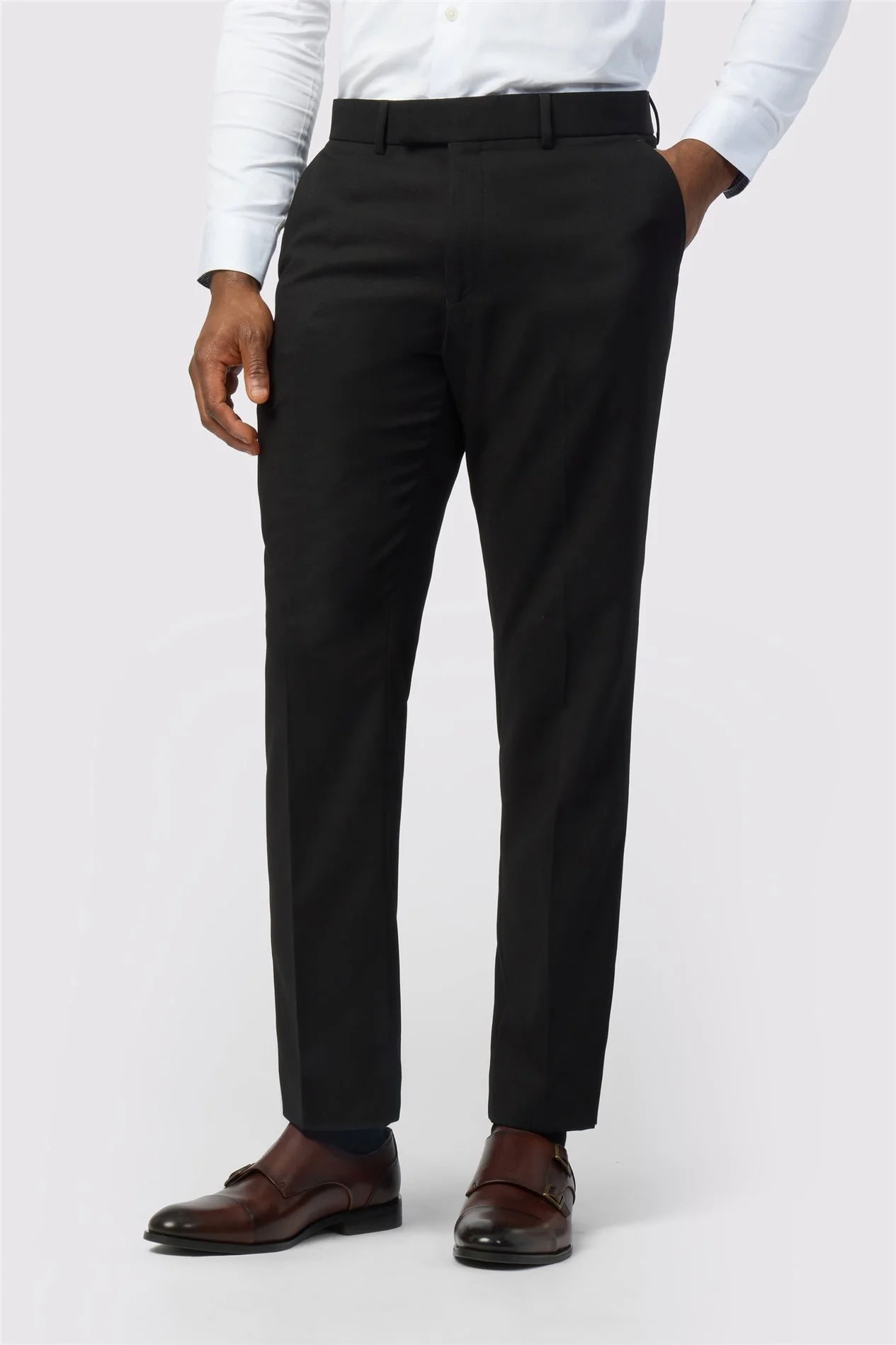 Antique Rogue Slim Fit Black Texture Stretch Trousers primary image