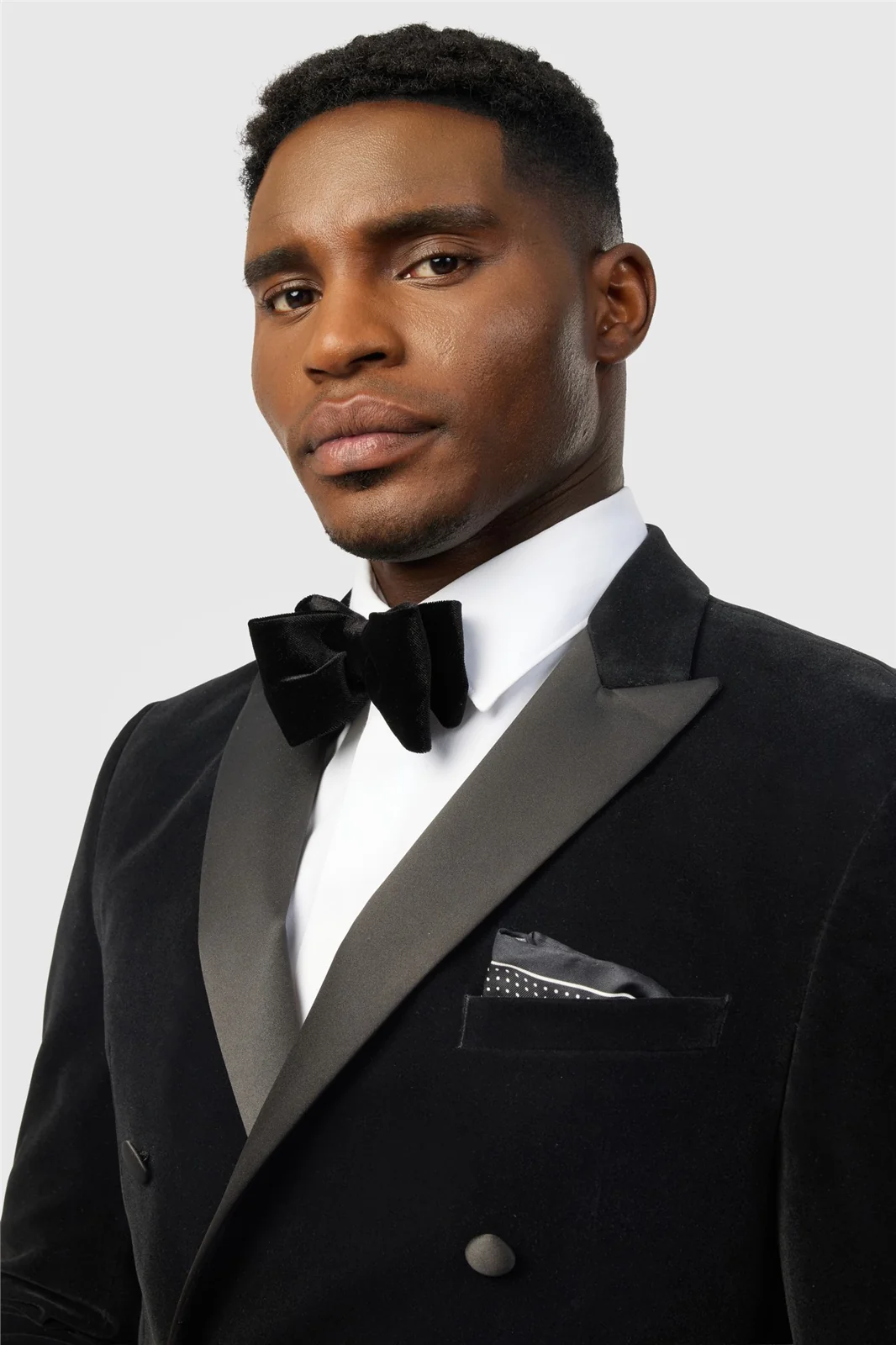 Antique Rogue Slim Fit Black Velvet Double Breasted Jacket thumbnail 4