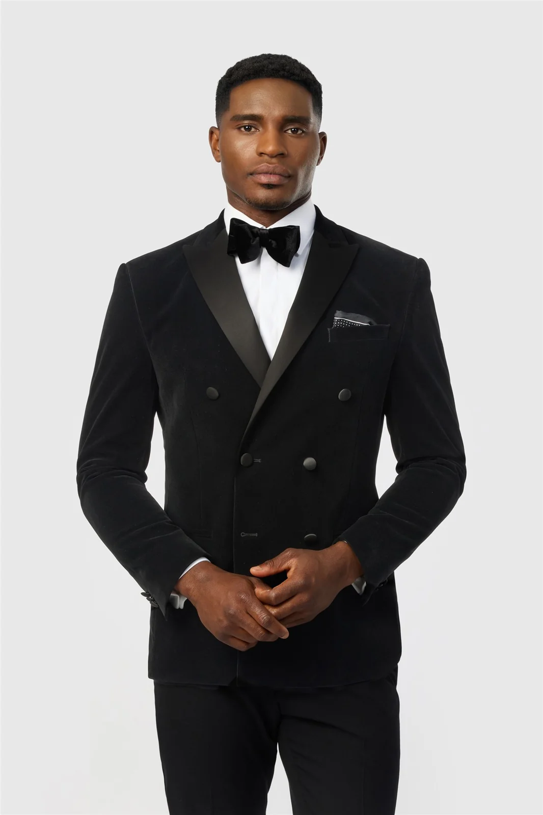Antique Rogue Slim Fit Black Velvet Double Breasted Jacket primary image