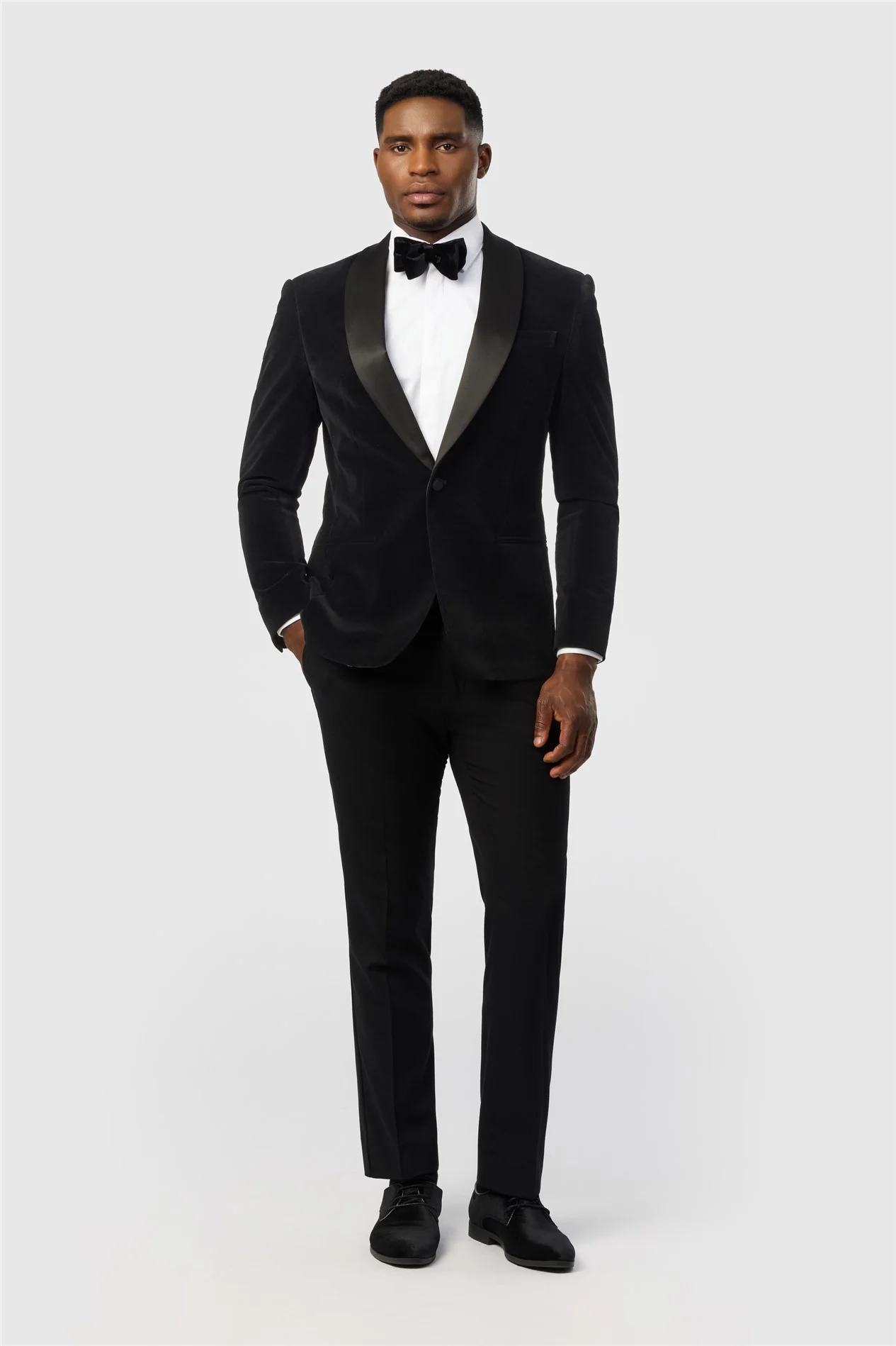 Antique Rogue Slim Fit Black Velvet Jacket thumbnail 2