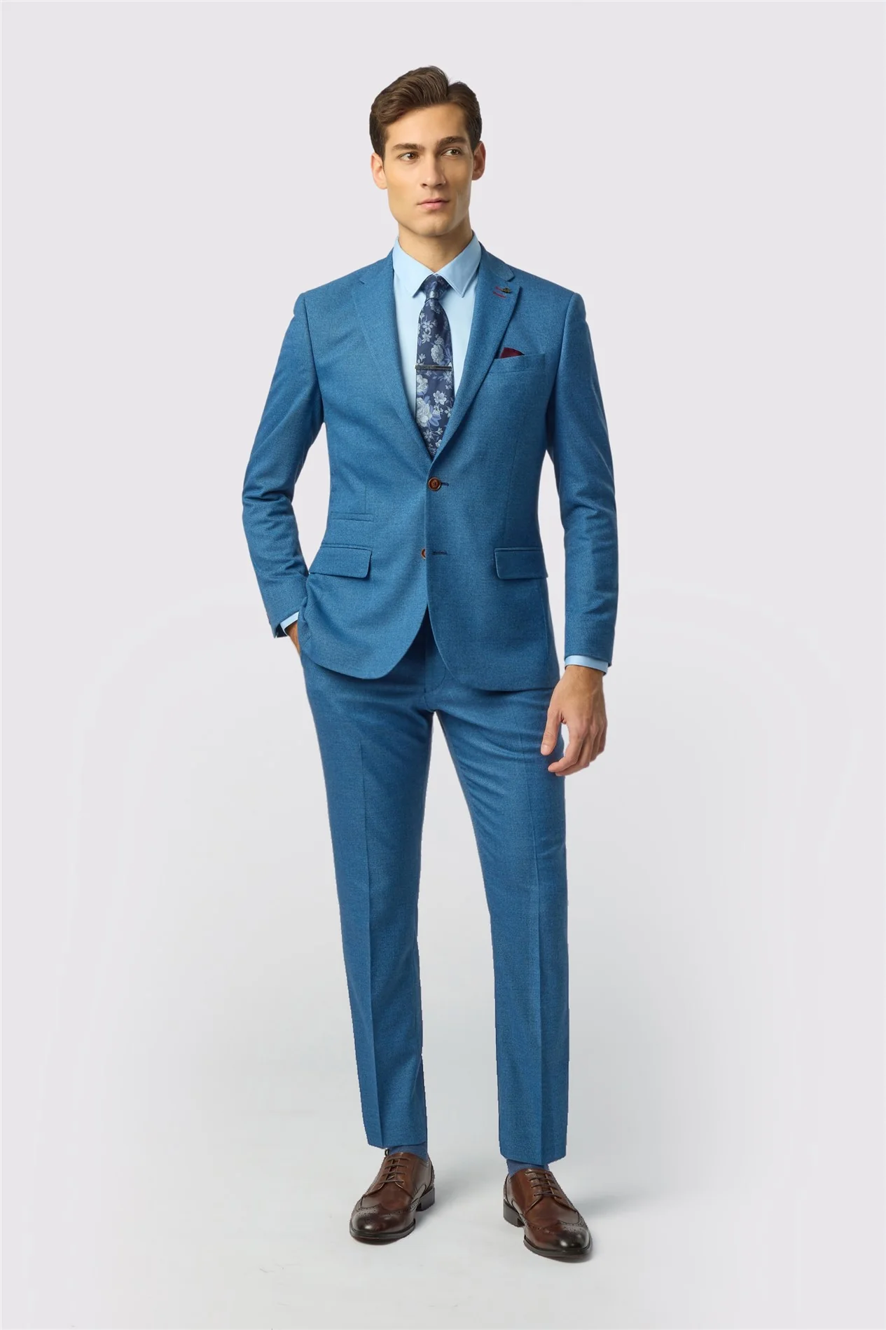 Antique Rogue Slim Fit Blake Blue Texture Jacket thumbnail 3