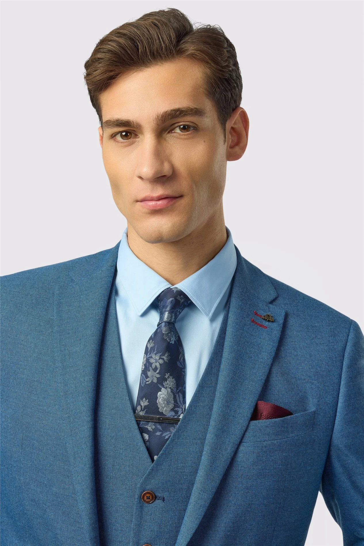 Antique Rogue Slim Fit Blake Blue Texture Jacket thumbnail 4