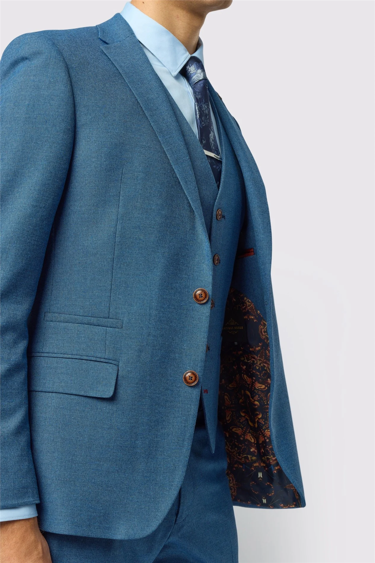 Antique Rogue Slim Fit Blake Blue Texture Jacket thumbnail 5