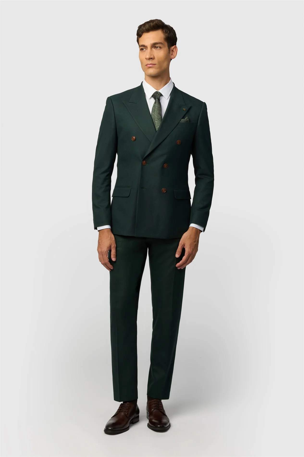 Antique Rogue Slim Fit Blake Deep Green Double Breasted Jacket thumbnail 2