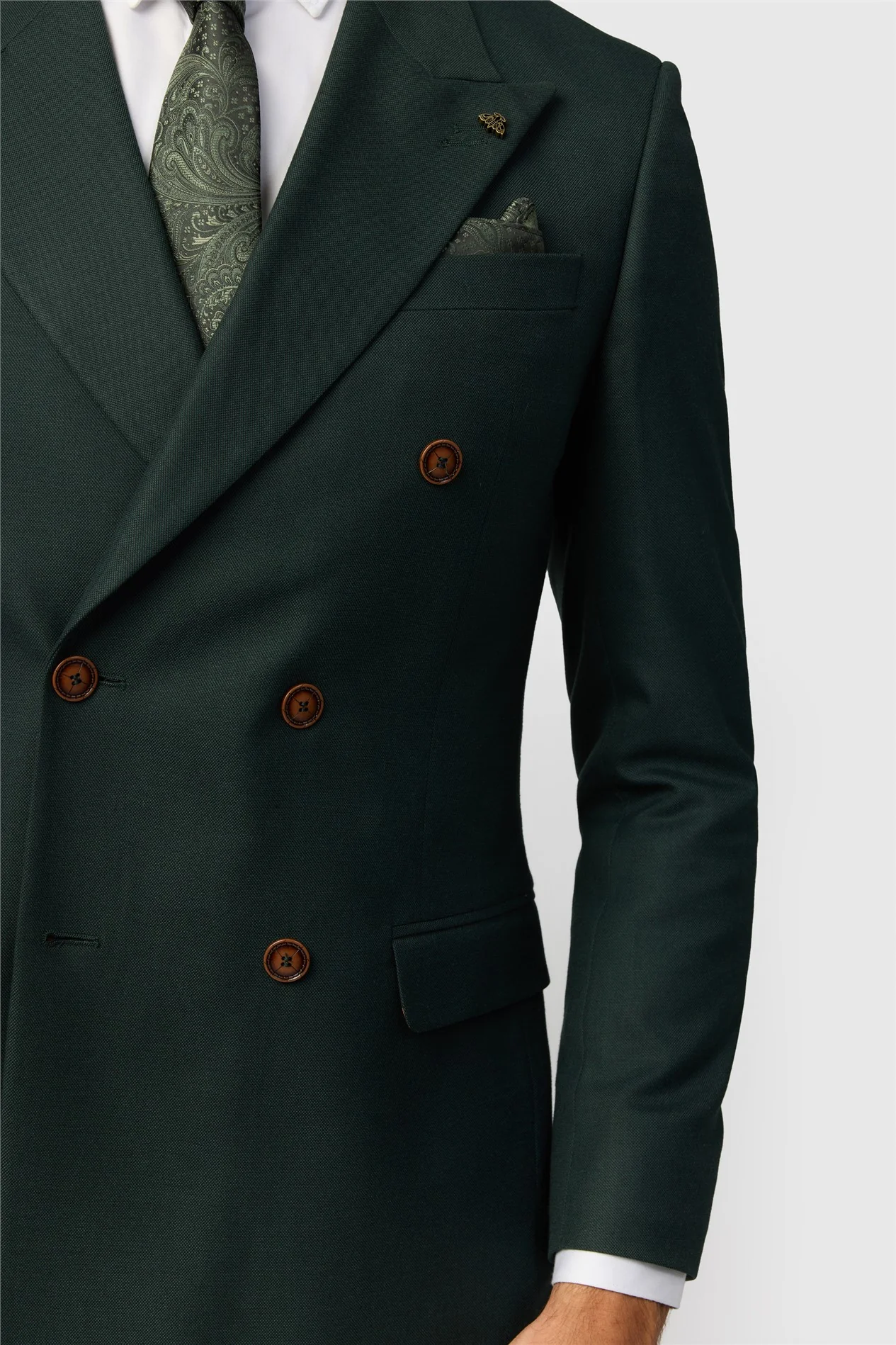 Antique Rogue Slim Fit Blake Deep Green Double Breasted Jacket thumbnail 3