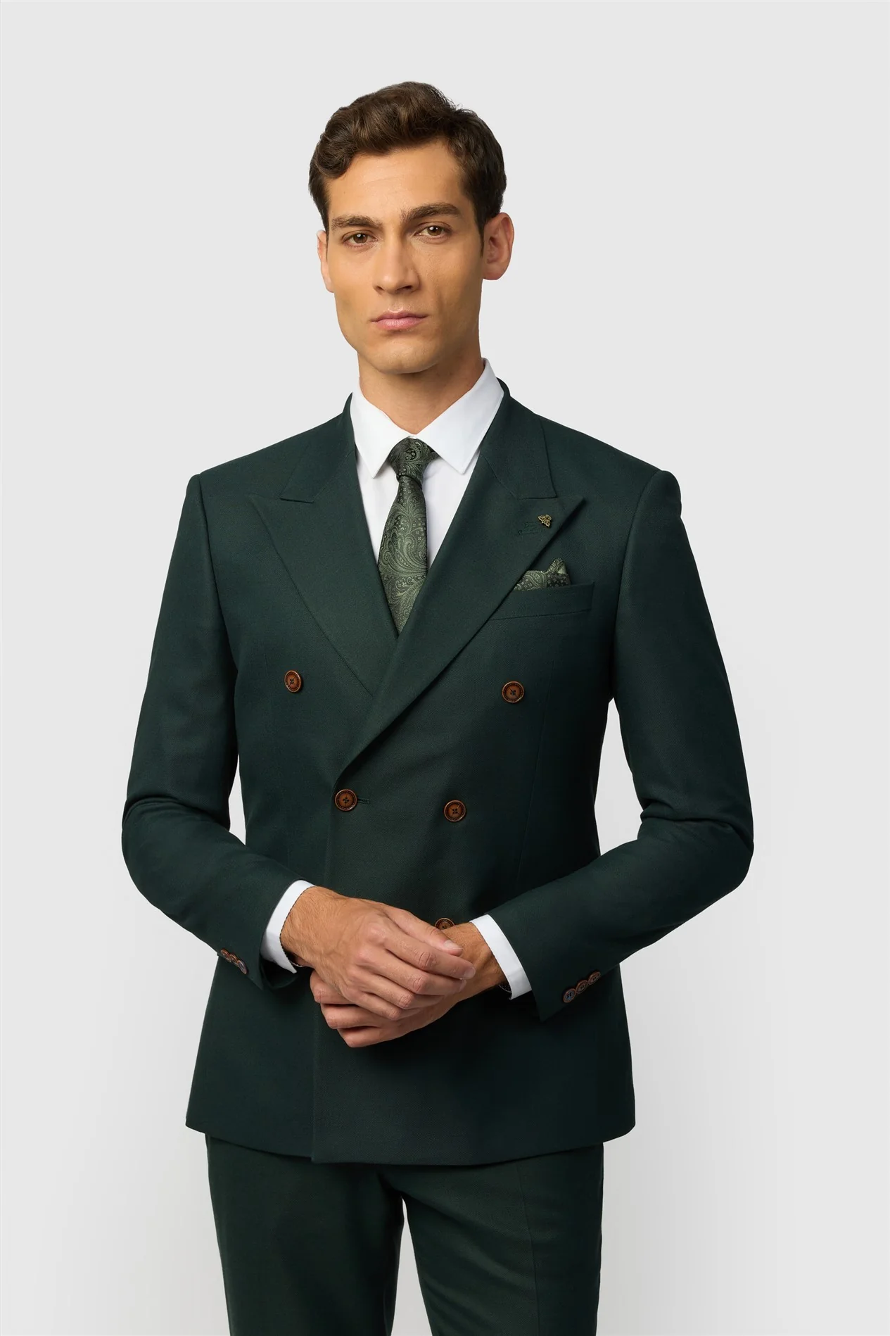 Antique Rogue Slim Fit Blake Deep Green Double Breasted Jacket primary image