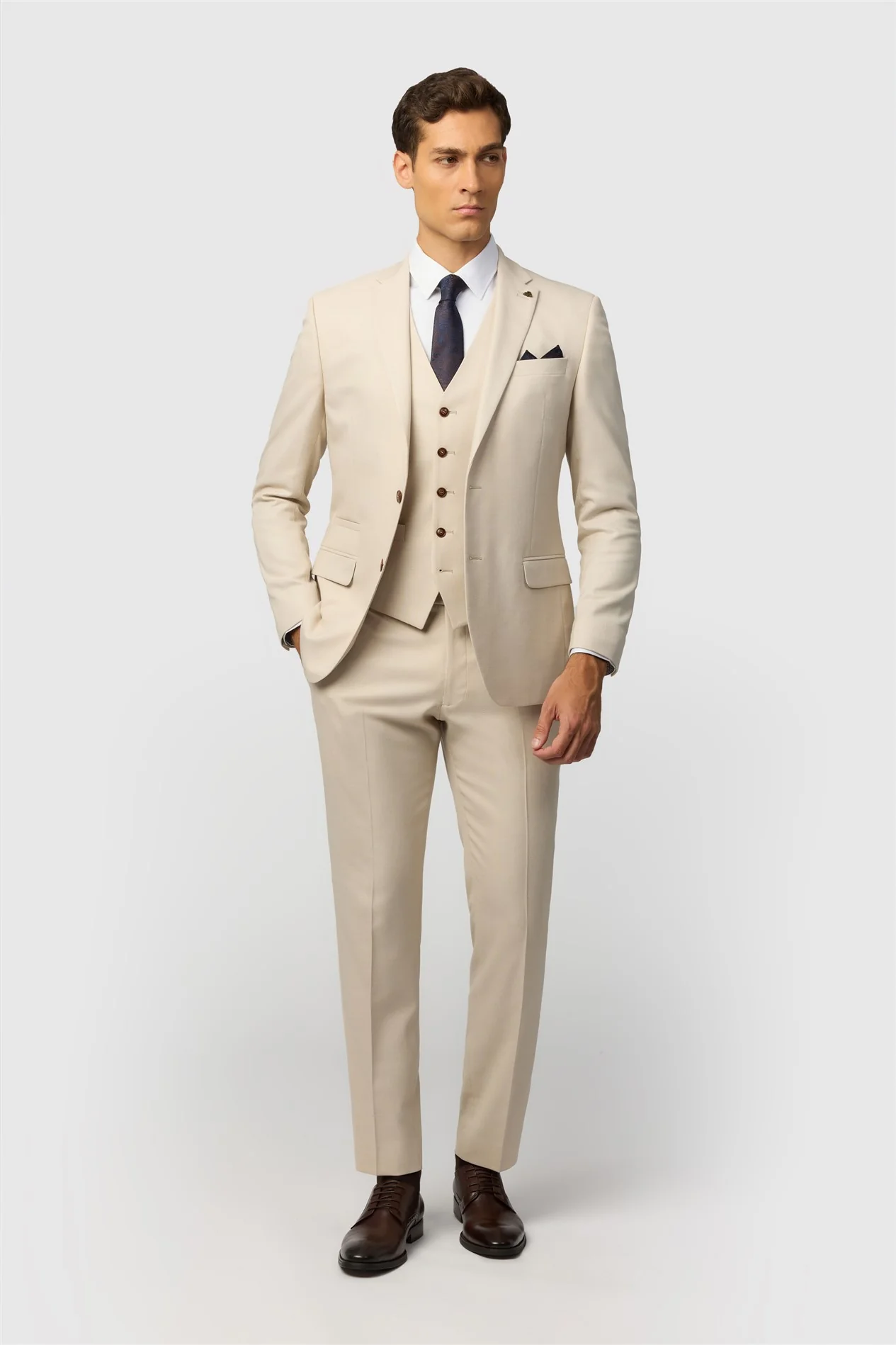 Antique Rogue Slim Fit Blake Ecru Texture Jacket thumbnail 2