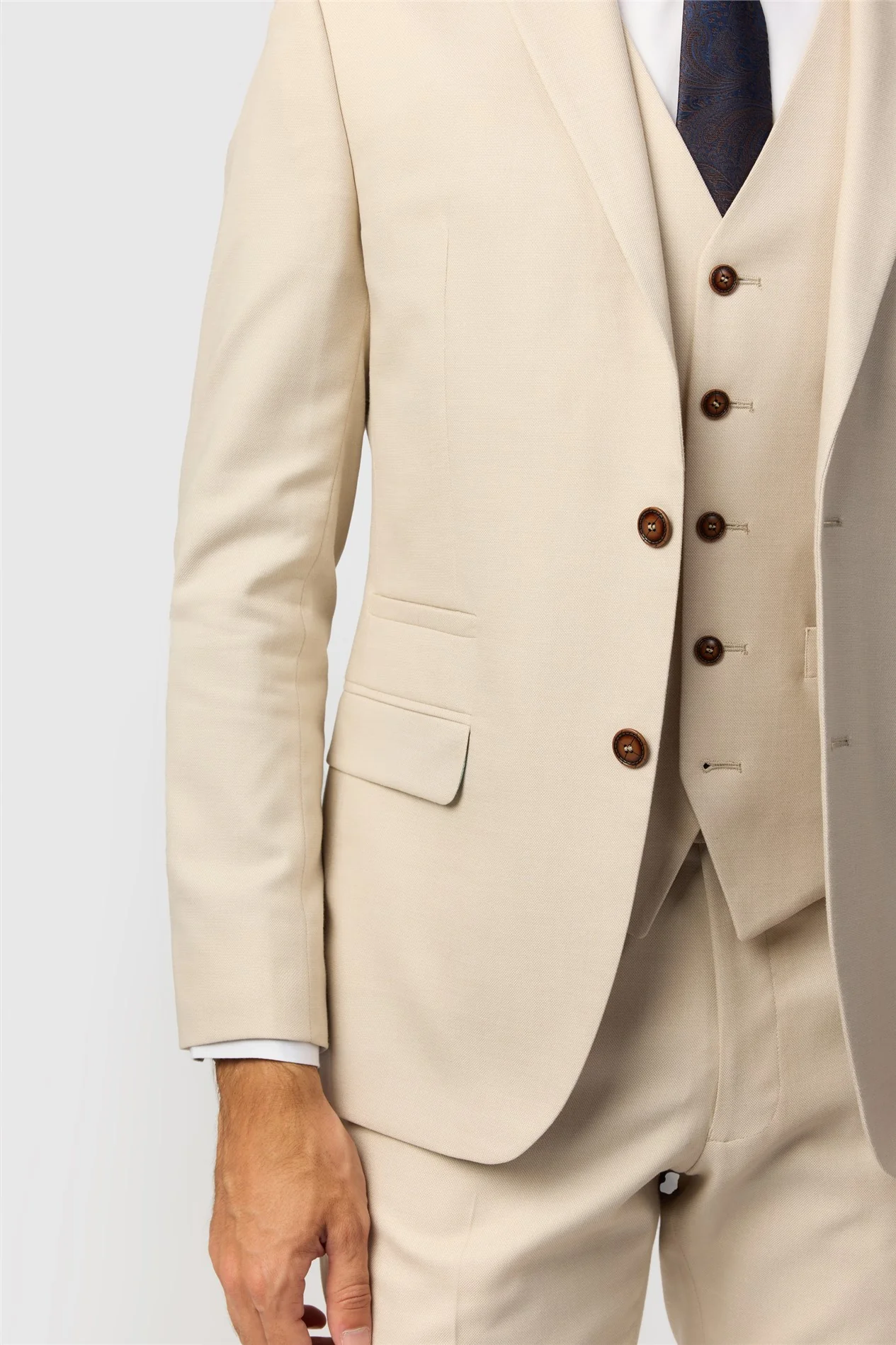 Antique Rogue Slim Fit Blake Ecru Texture Jacket thumbnail 4