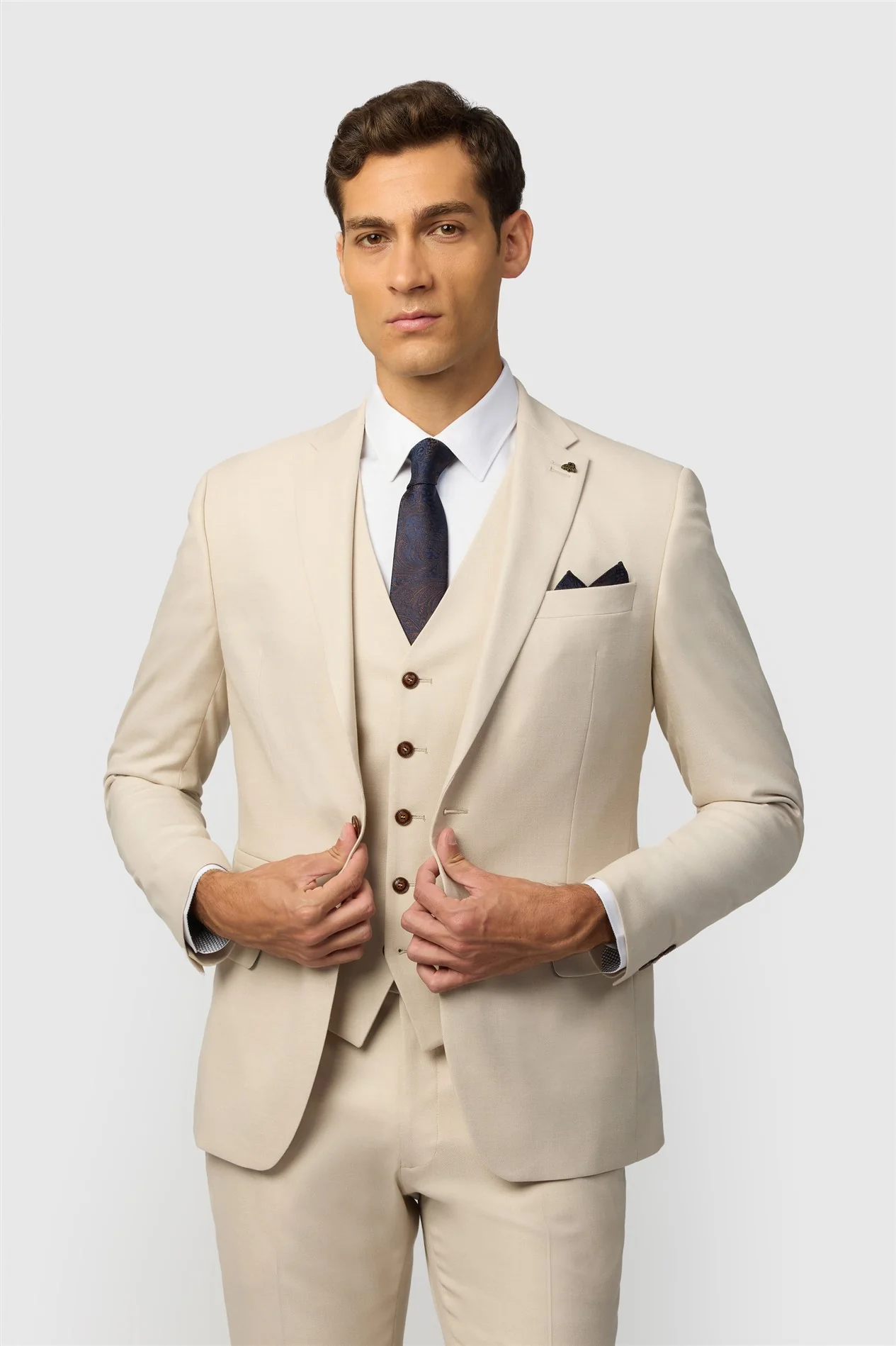 Antique Rogue Slim Fit Blake Ecru Texture Jacket