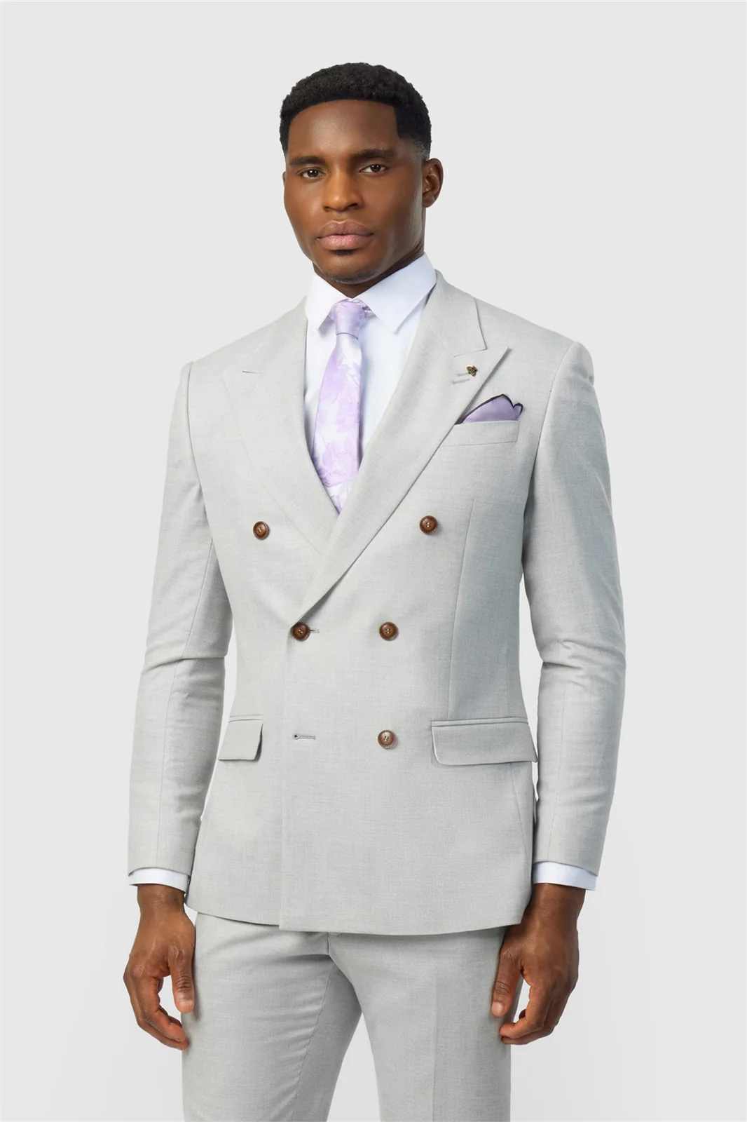 Antique Rogue Slim Fit Blake Grey Double Breasted Jacket by Suit Direct