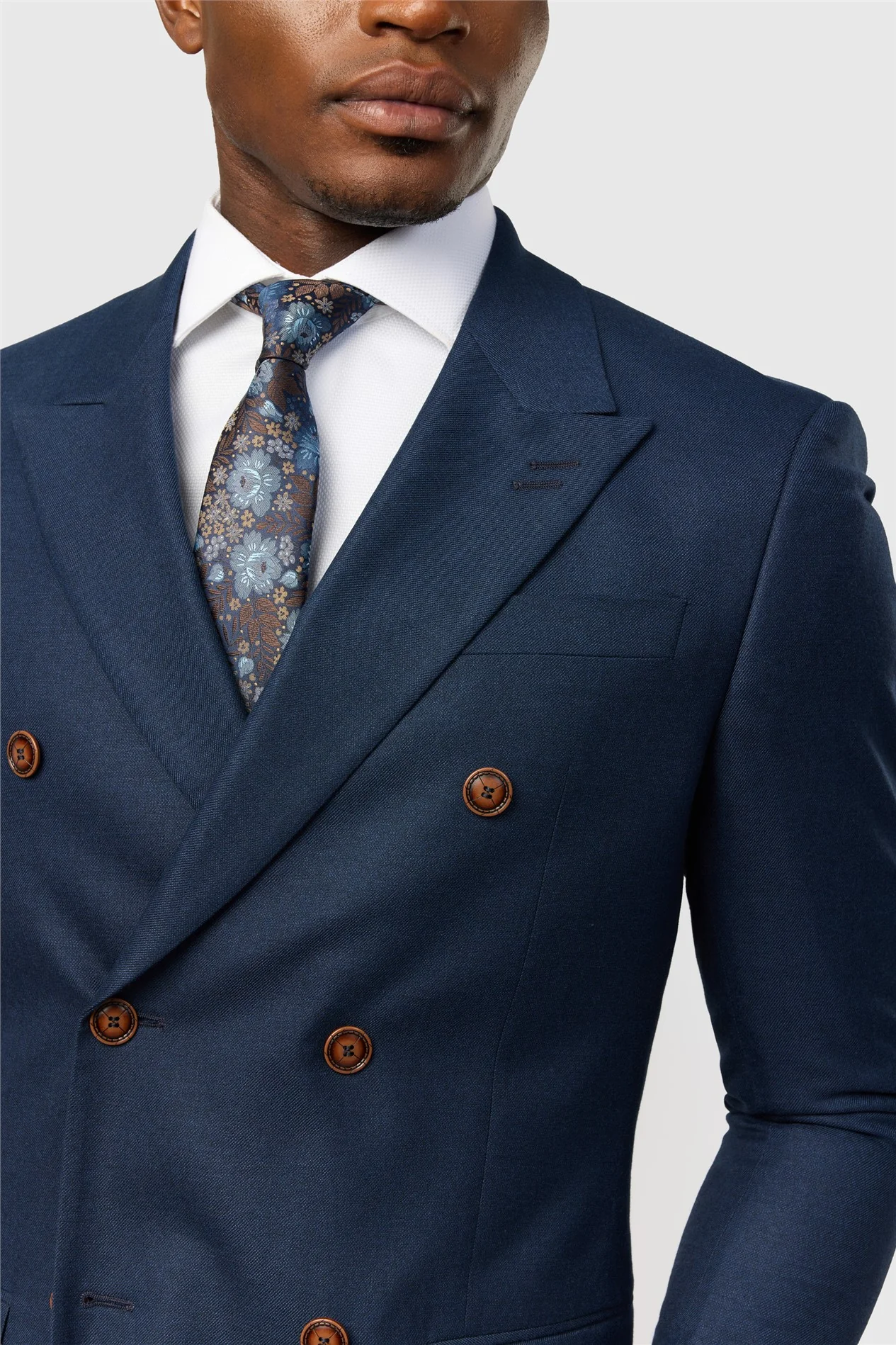 Antique Rogue Slim Fit Blake Navy Texture Double Breasted Jacket thumbnail 3