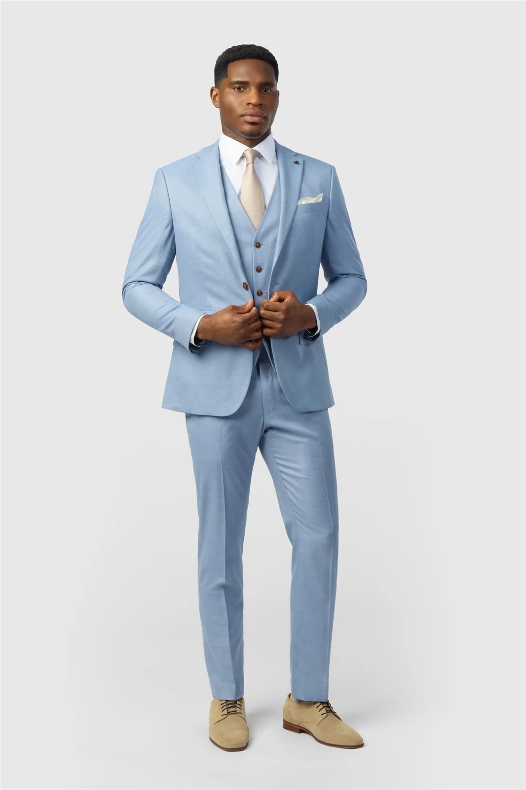 Antique Rogue Slim Fit Blake Pale Blue Texture Jacket thumbnail 2