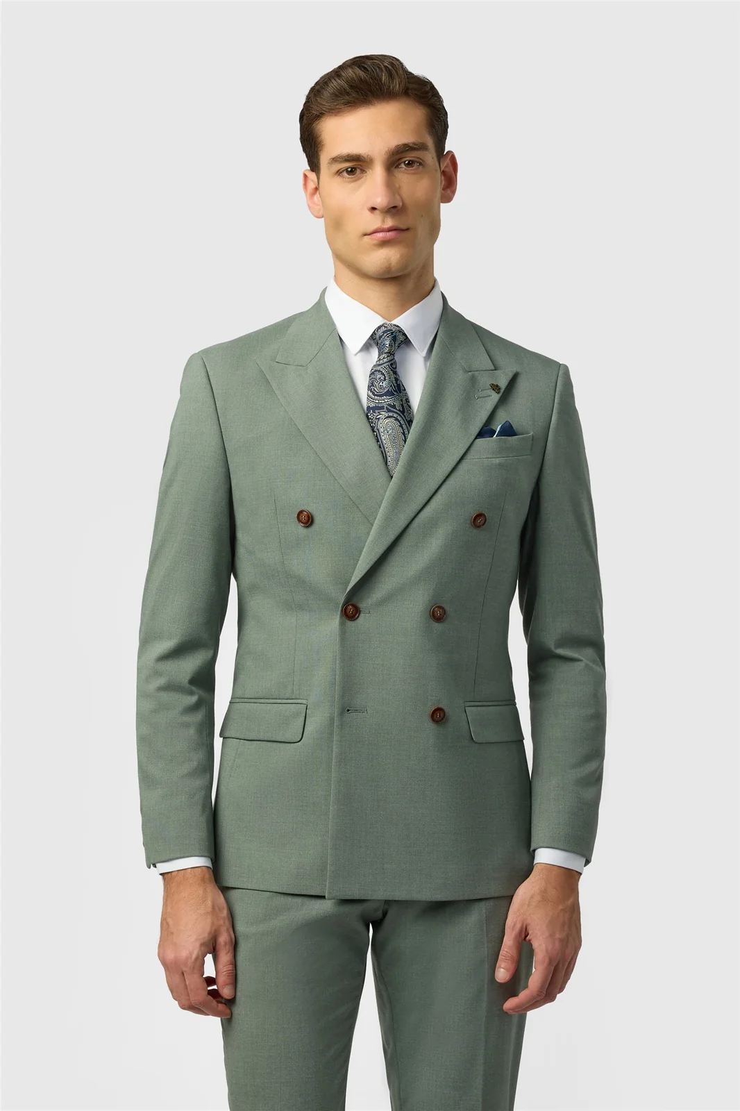 Antique Rogue Slim Fit Blake Sage Texture Double Breasted Jacket