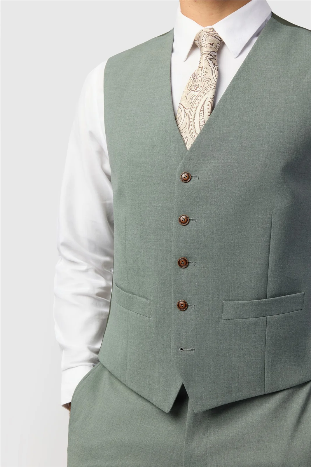 Antique Rogue Slim Fit Blake Sage Waistcoat thumbnail 2