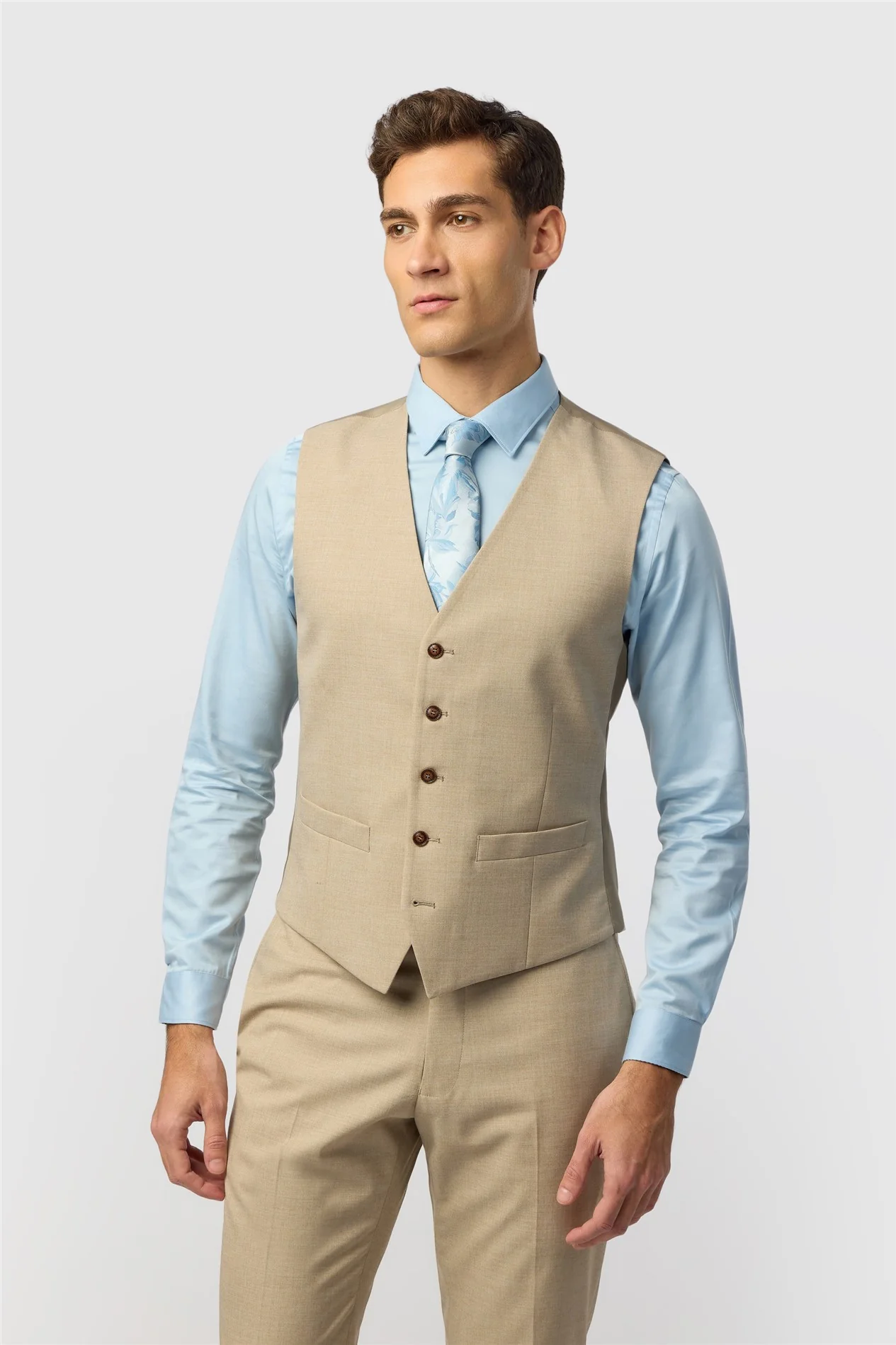 Antique Rogue Slim Fit Blake Sand Waistcoat