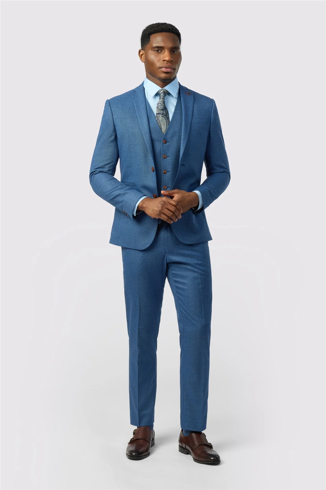 Antique Rogue Slim Fit Blue Texture Stretch Jacket thumbnail 2