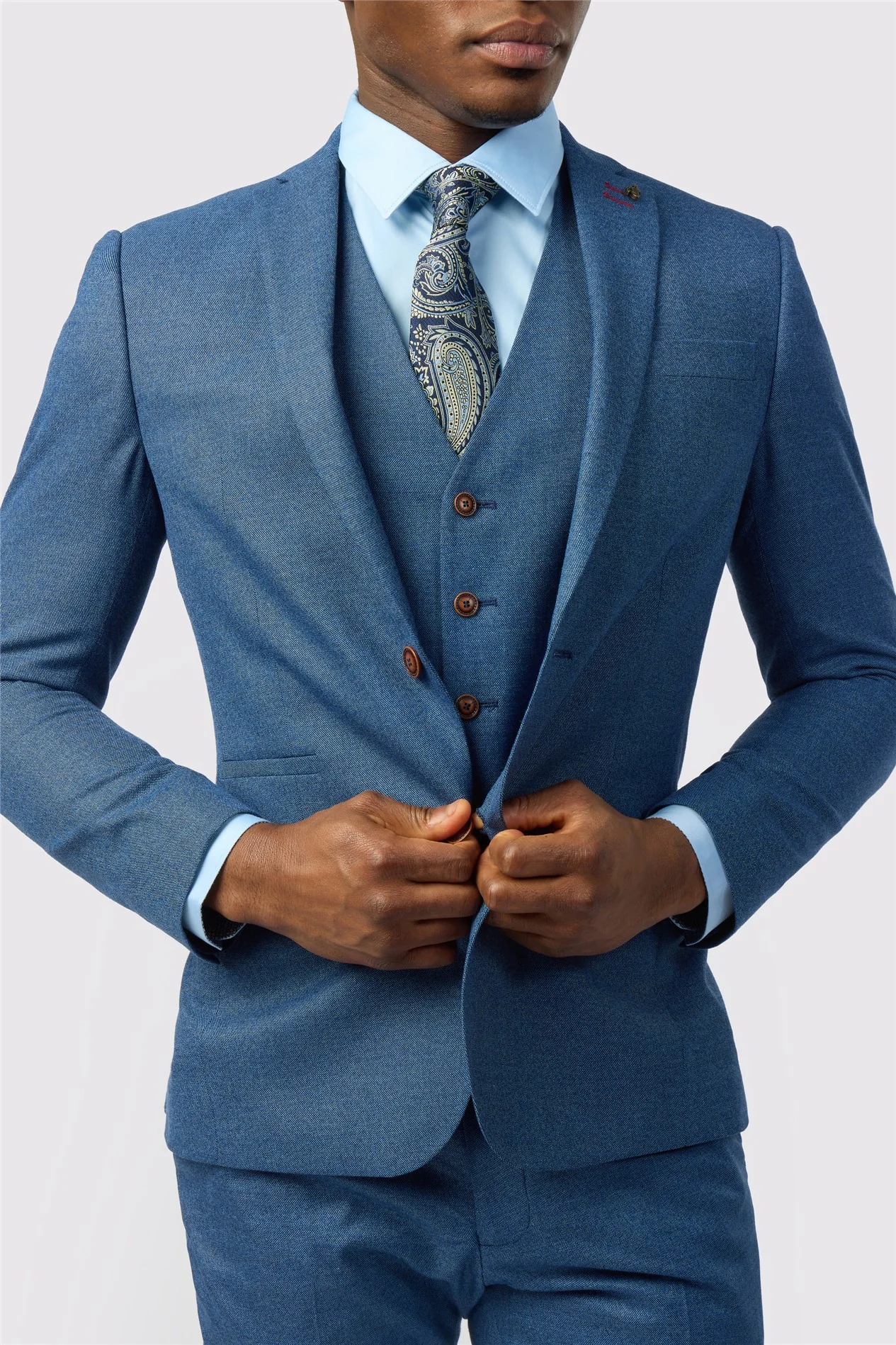 Antique Rogue Slim Fit Blue Texture Stretch Jacket thumbnail 3