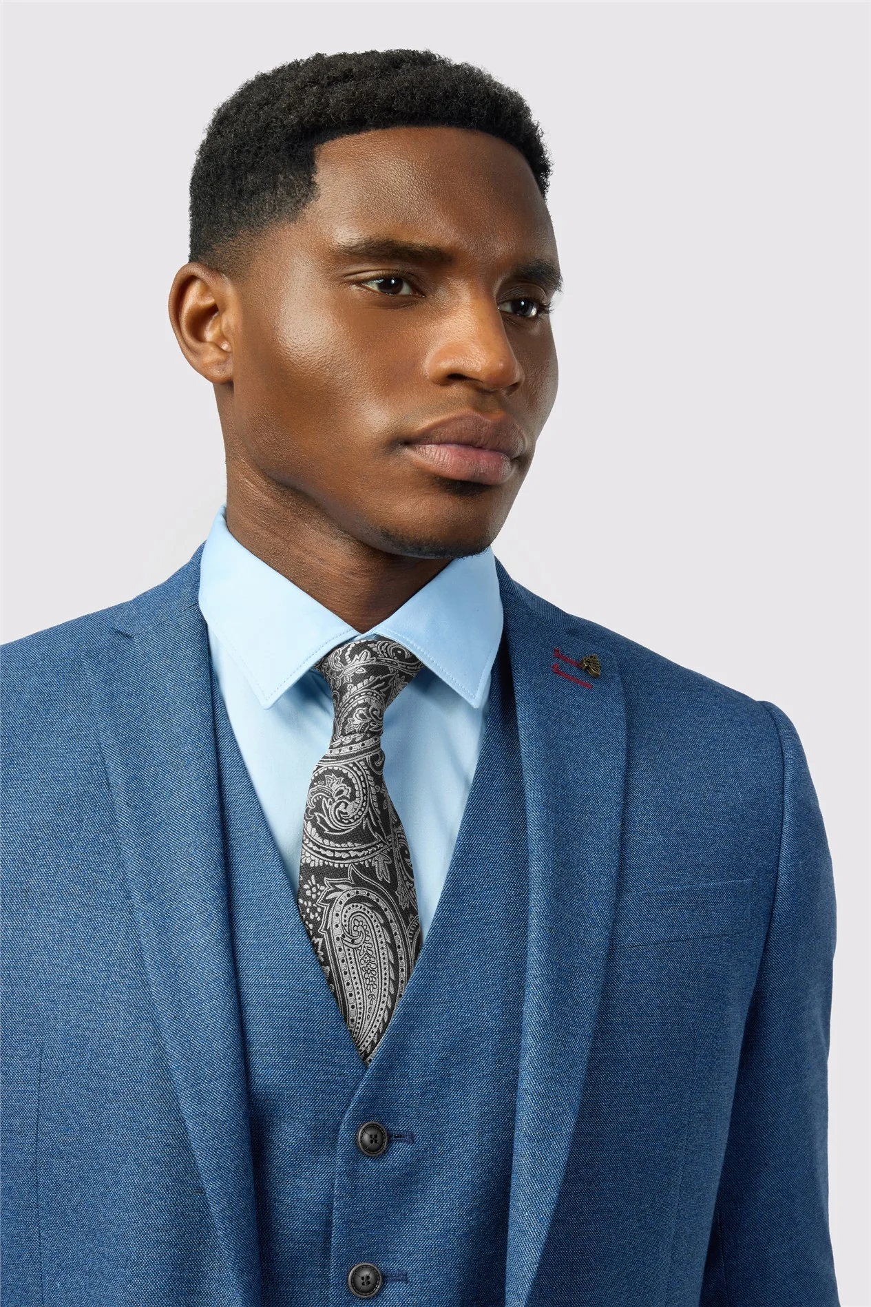 Antique Rogue Slim Fit Blue Texture Stretch Jacket thumbnail 4