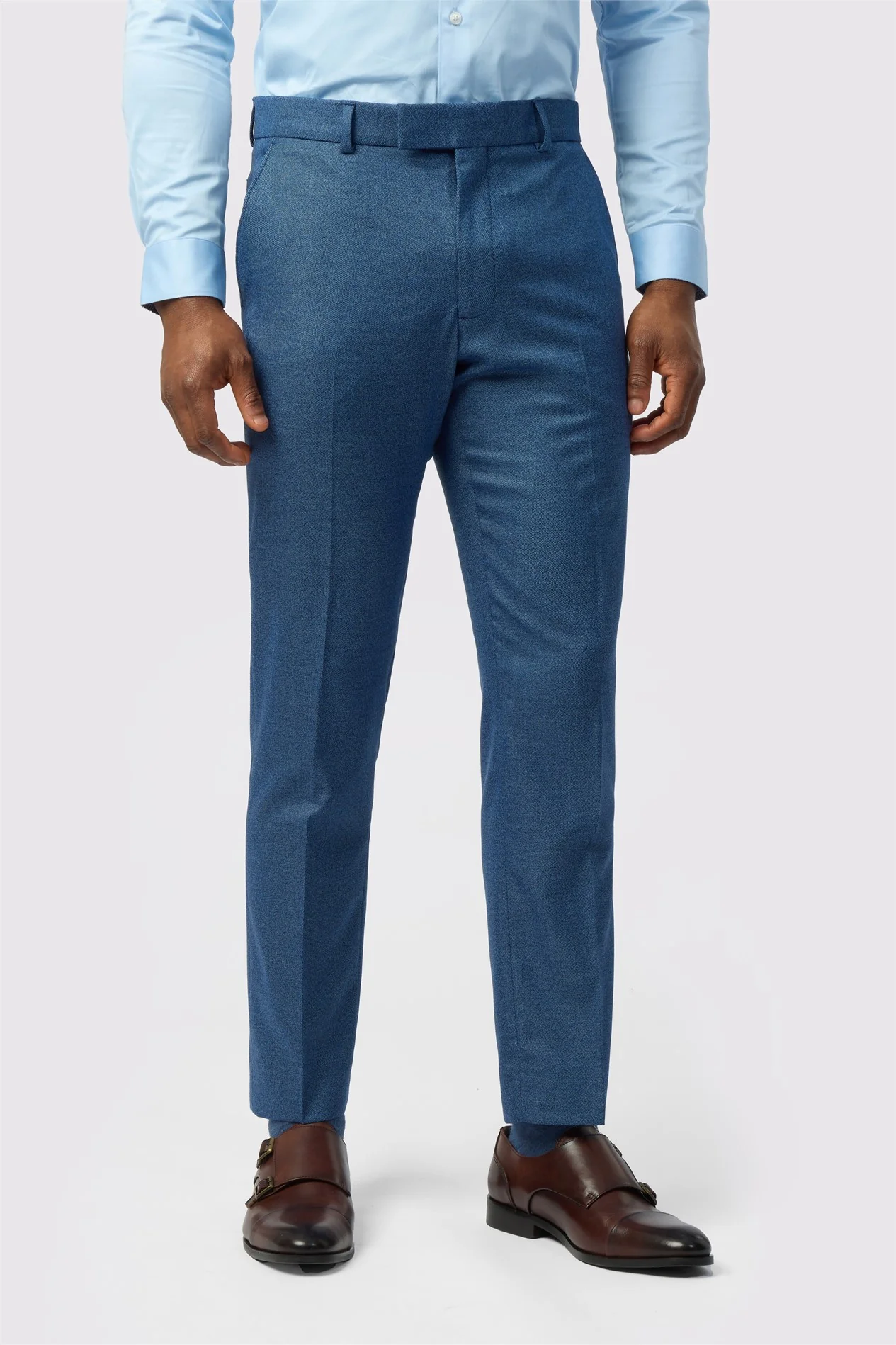 Antique Rogue Slim Fit Blue Texture Stretch Trousers primary image