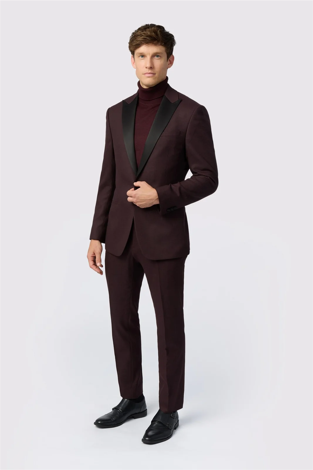 Antique Rogue Slim Fit Burgundy Texture Jacket thumbnail 3