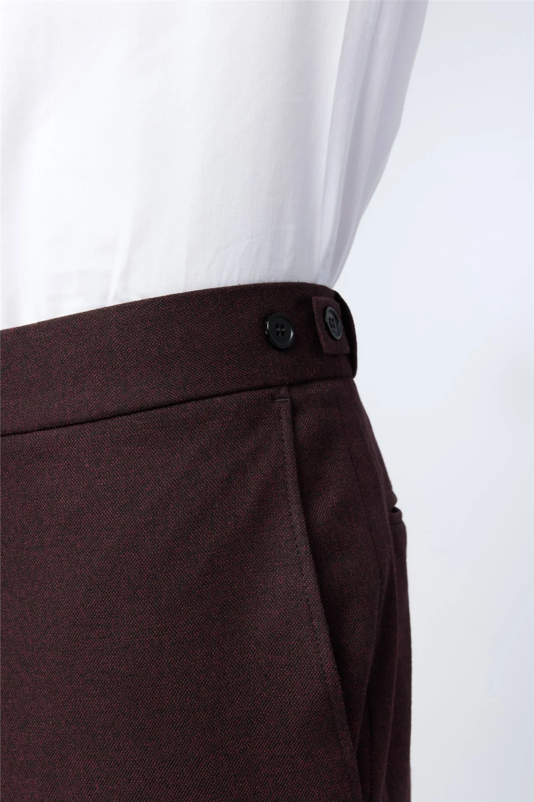 Antique Rogue Slim Fit Burgundy Texture Trousers thumbnail 2