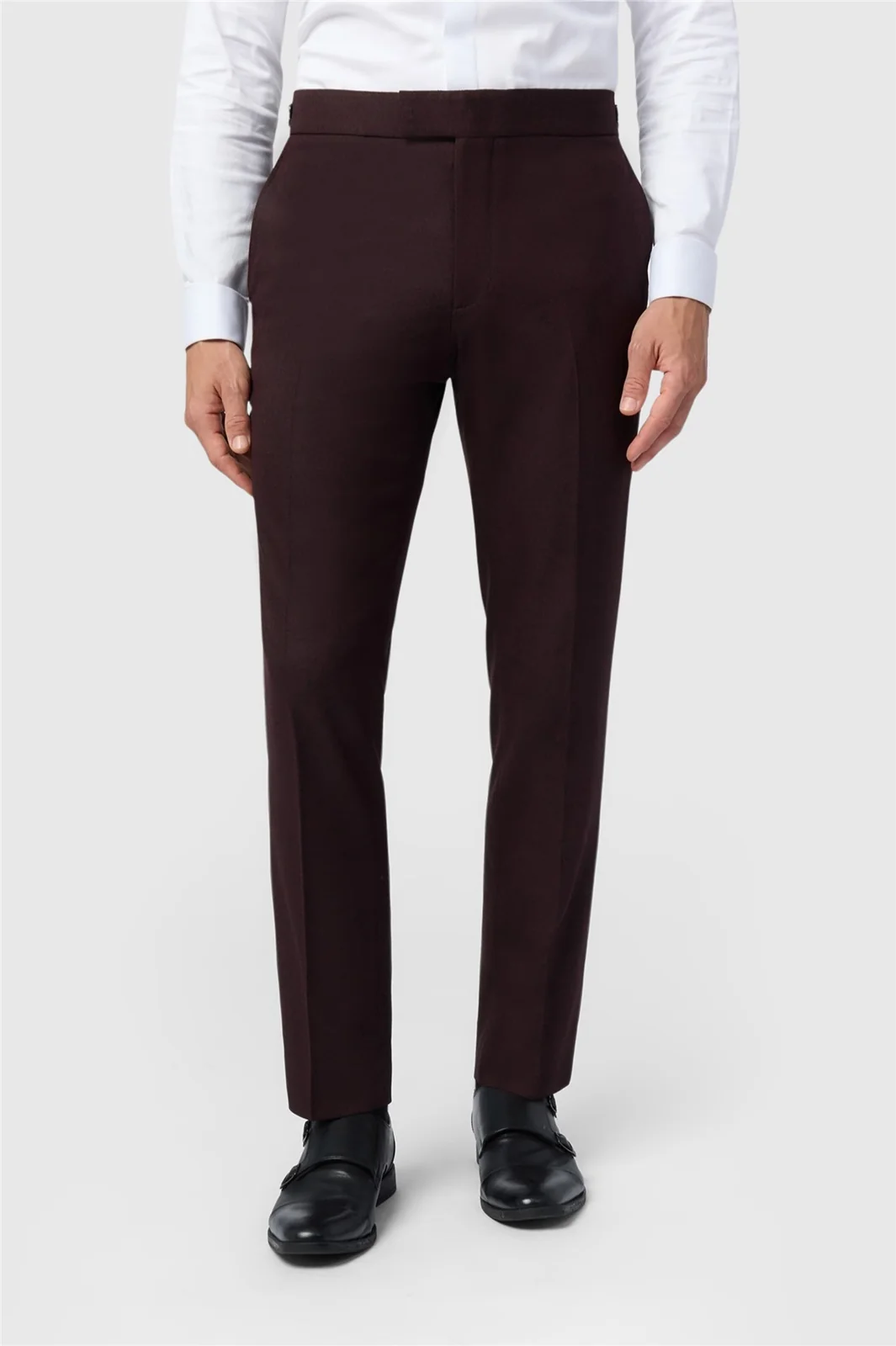 Antique Rogue Slim Fit Burgundy Texture Trousers