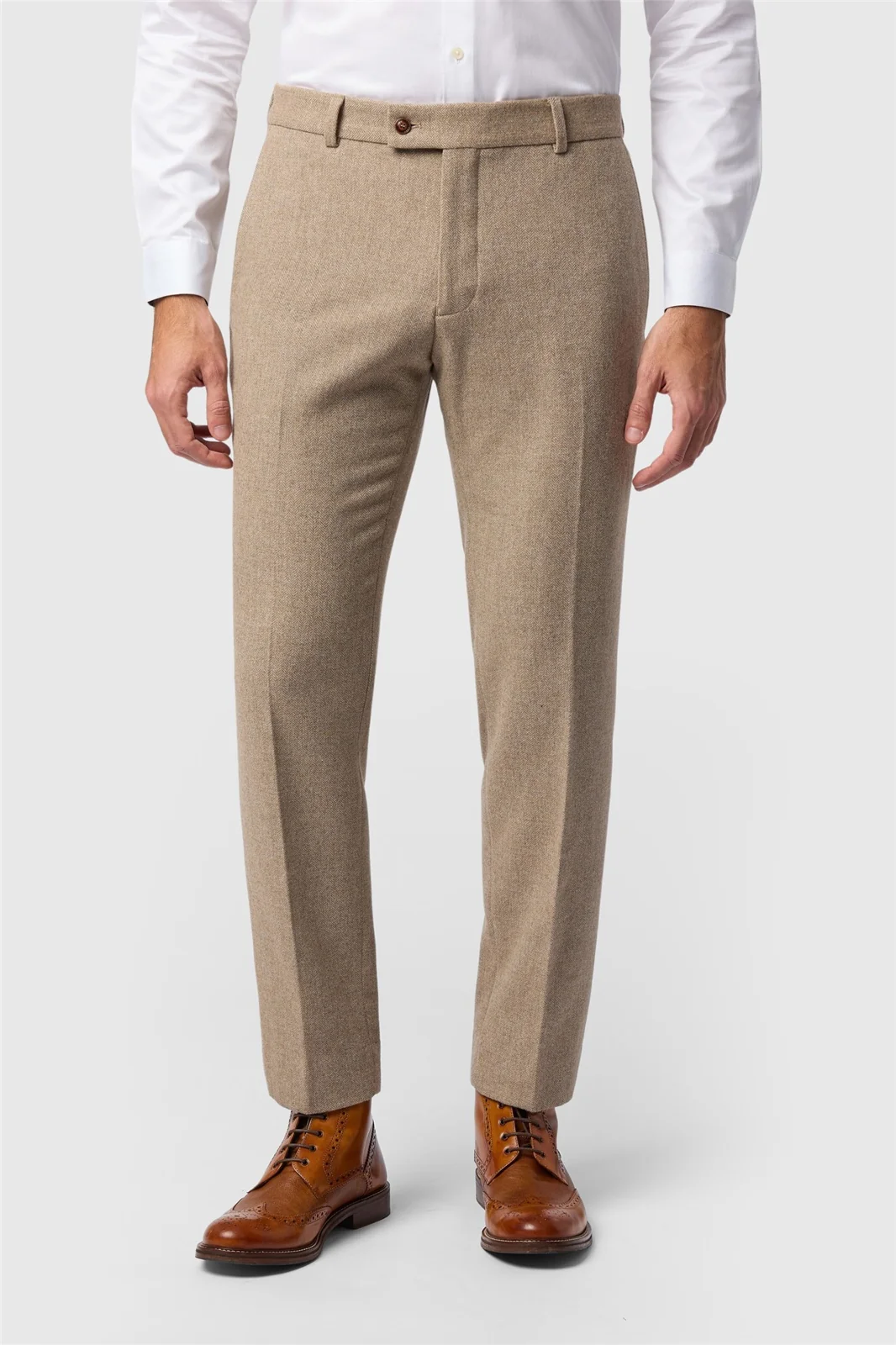 Antique Rogue Slim Fit Camel Herringbone Tweed Trouser primary image