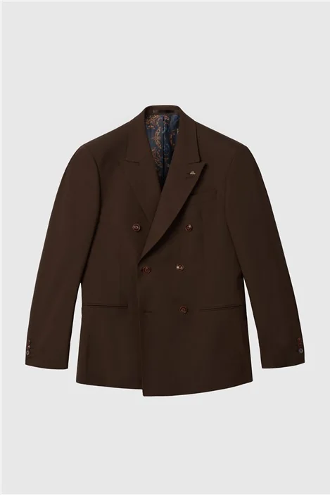 Antique Rogue Slim Fit Chocolate Double Breasted Jacket primary image