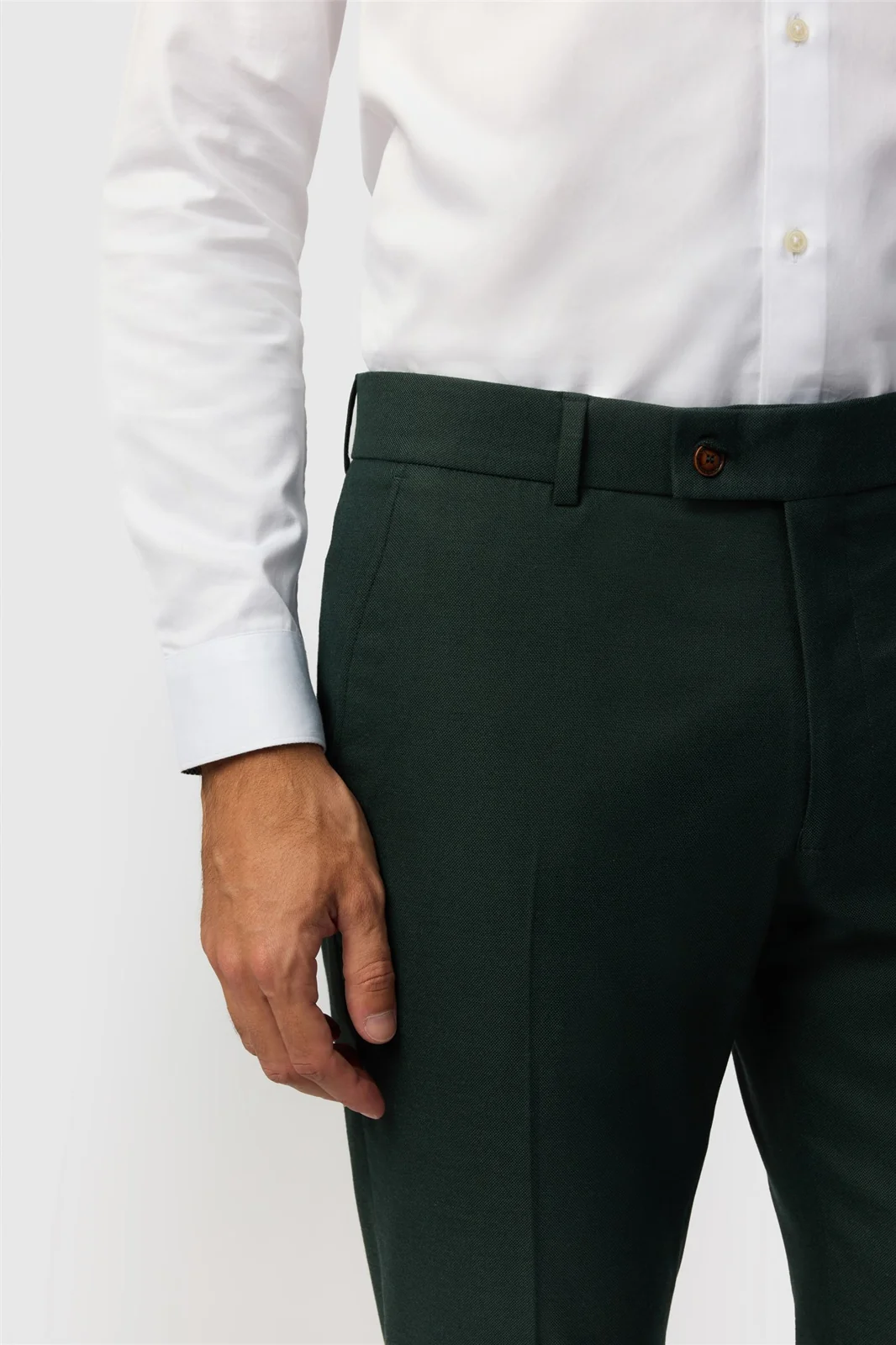 Antique Rogue Slim Fit Deep Green Texture Trousers thumbnail 2