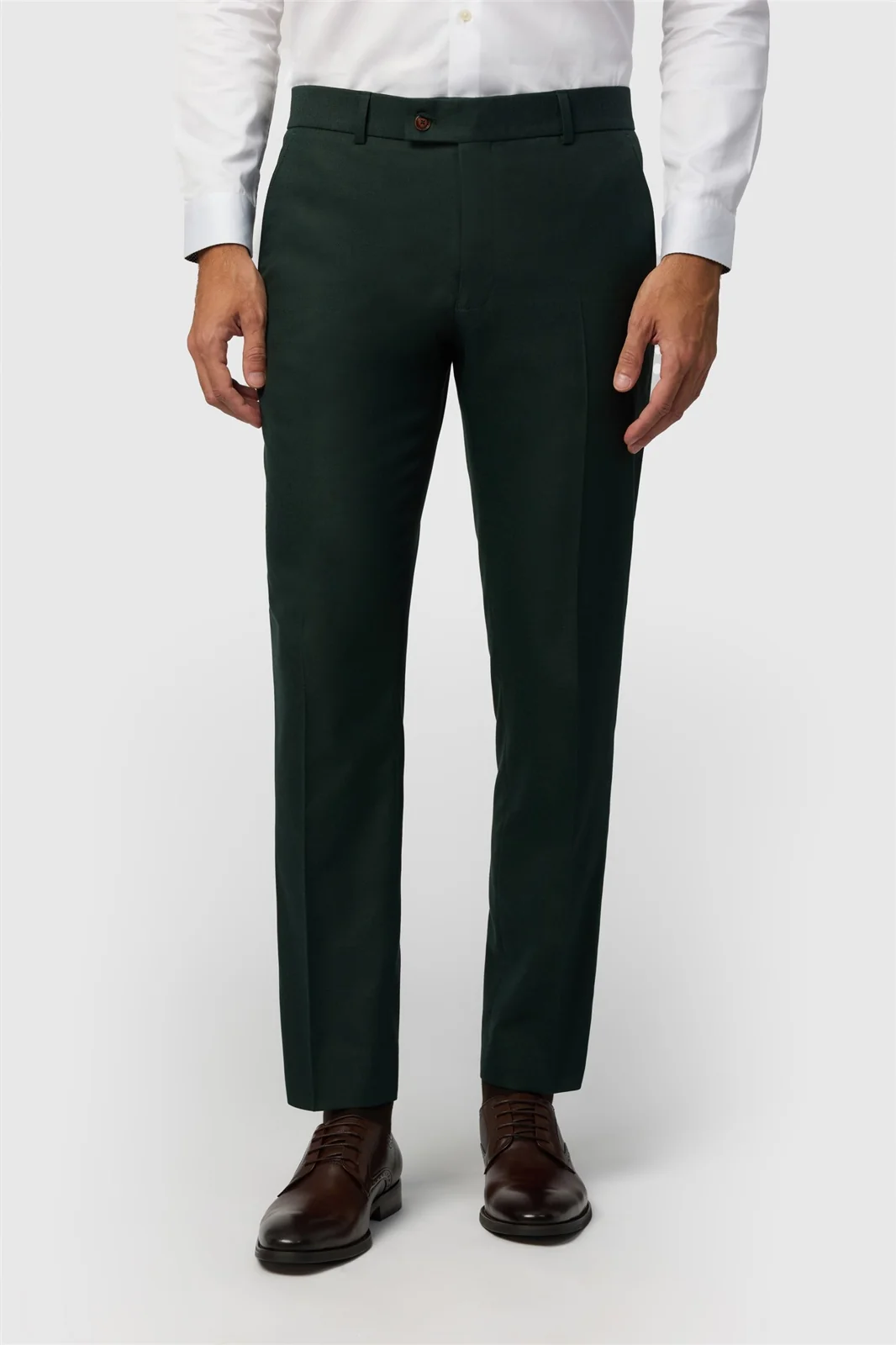 Antique Rogue Slim Fit Deep Green Texture Trousers primary image