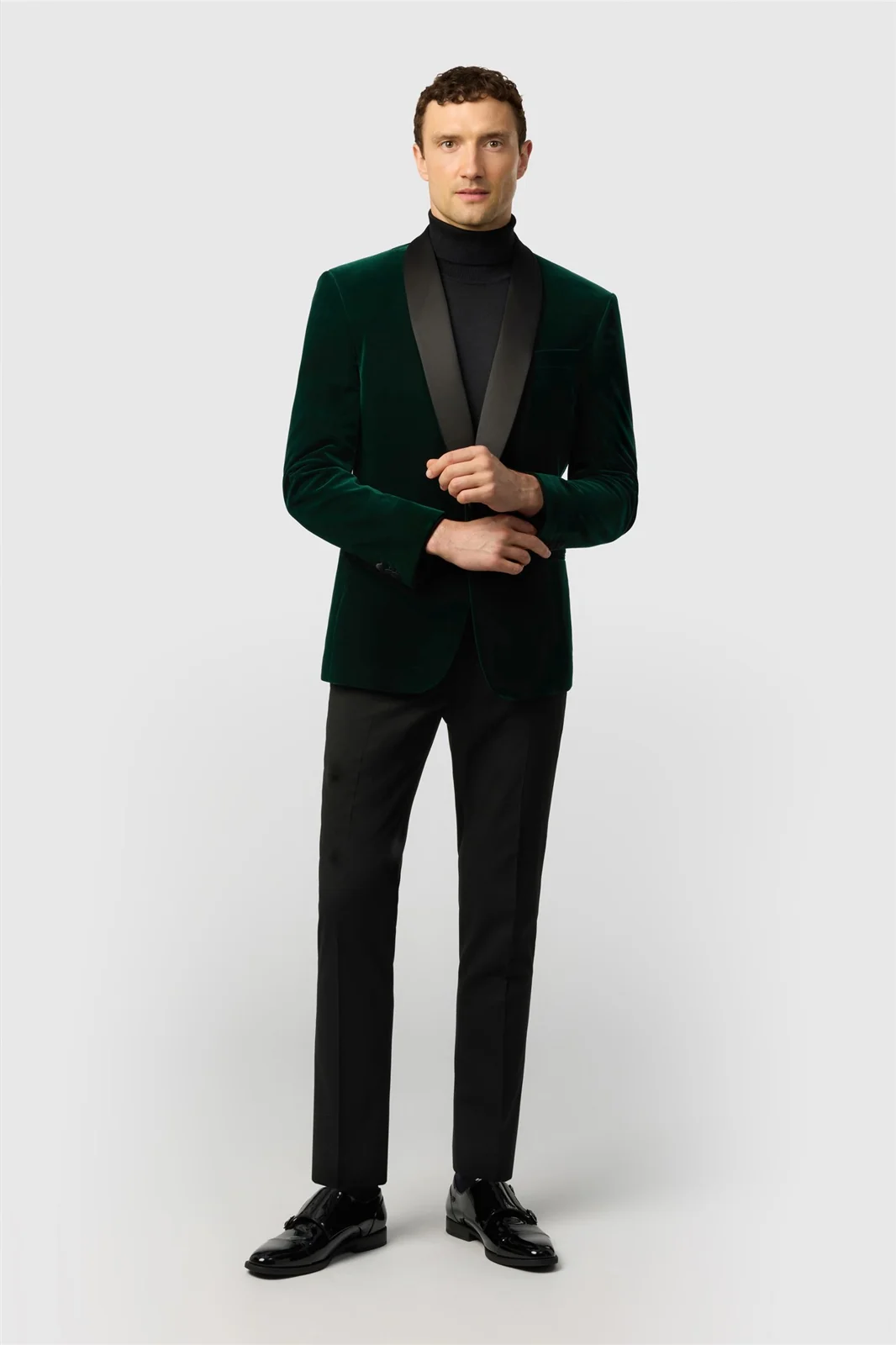 Antique Rogue Slim Fit Franklin Emerald Velvet Blazer thumbnail 3