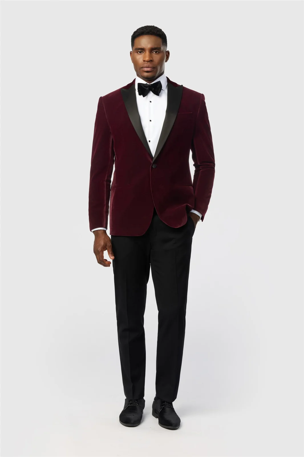 Antique Rogue Slim Fit Franklin Merlot Velvet Blazer thumbnail 2