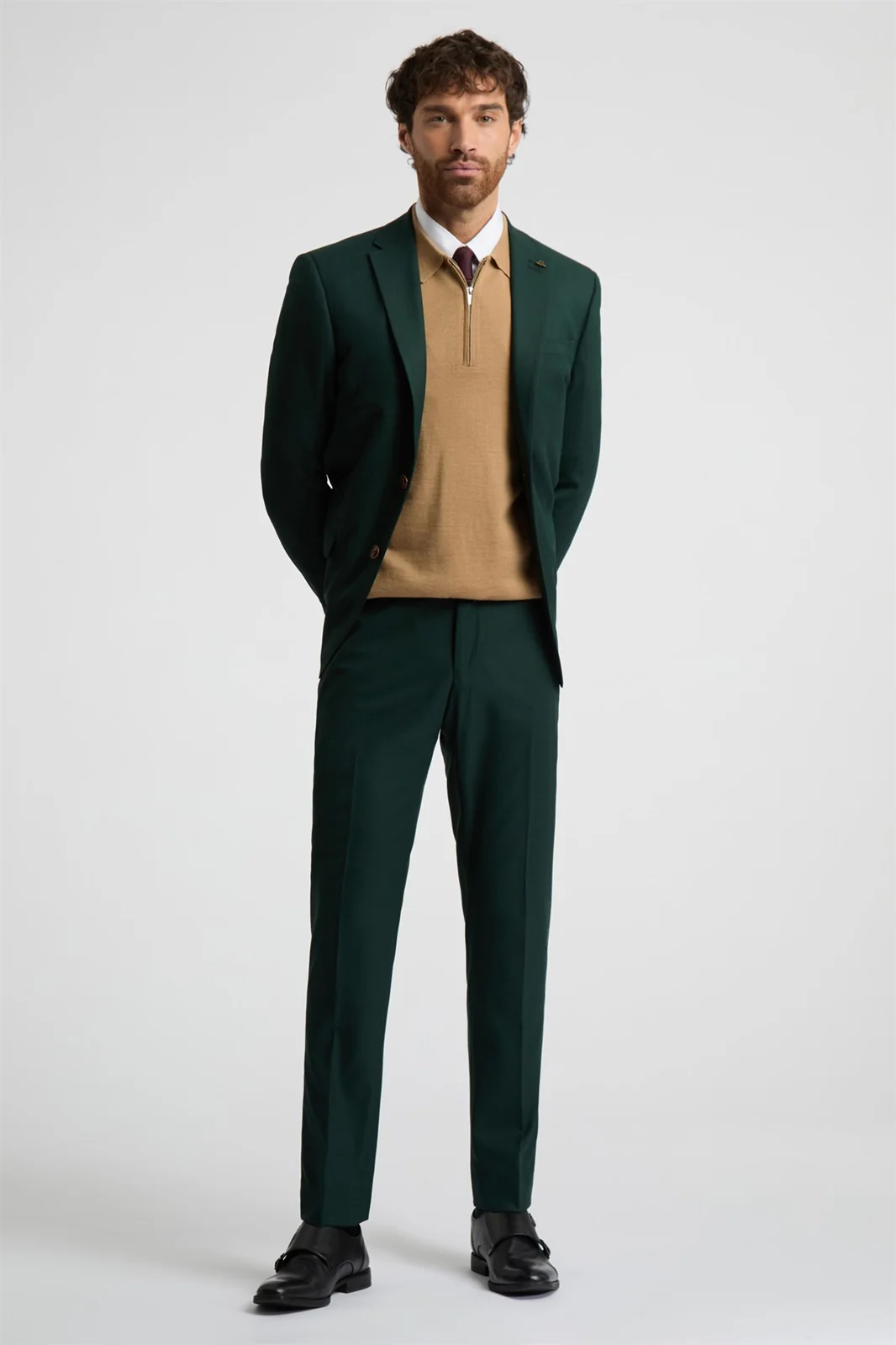 Antique Rogue Slim Fit Green Texture Jacket thumbnail 6