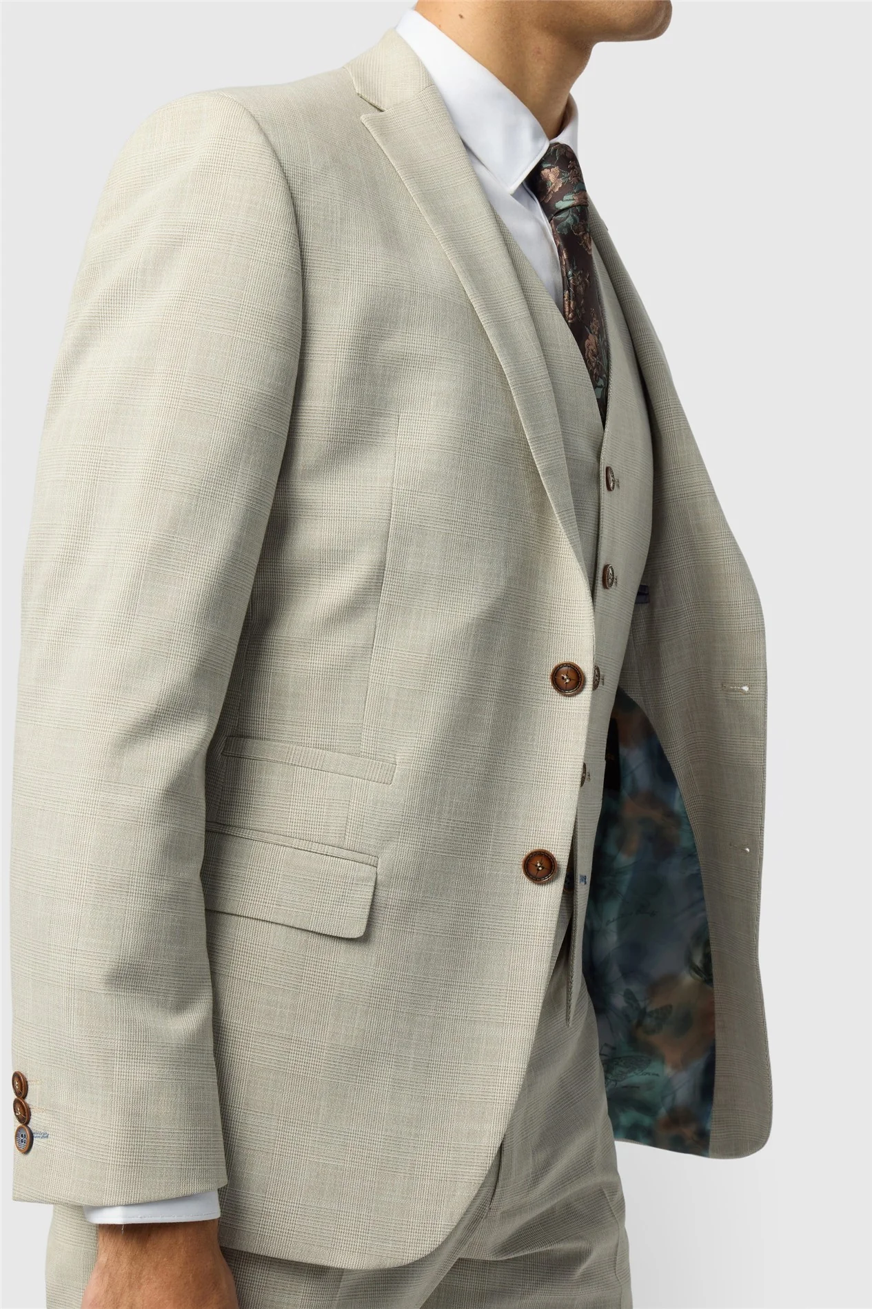 Antique Rogue Slim Fit Gresham Ecru Check Jacket thumbnail 5