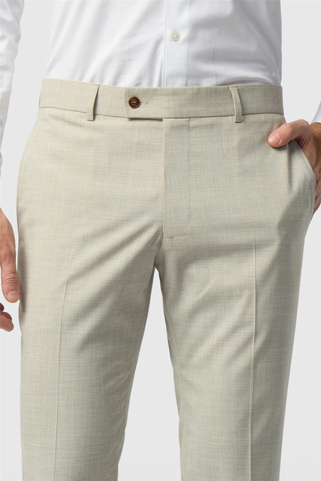 Antique Rogue Slim Fit Gresham Ecru Check Trouser thumbnail 2