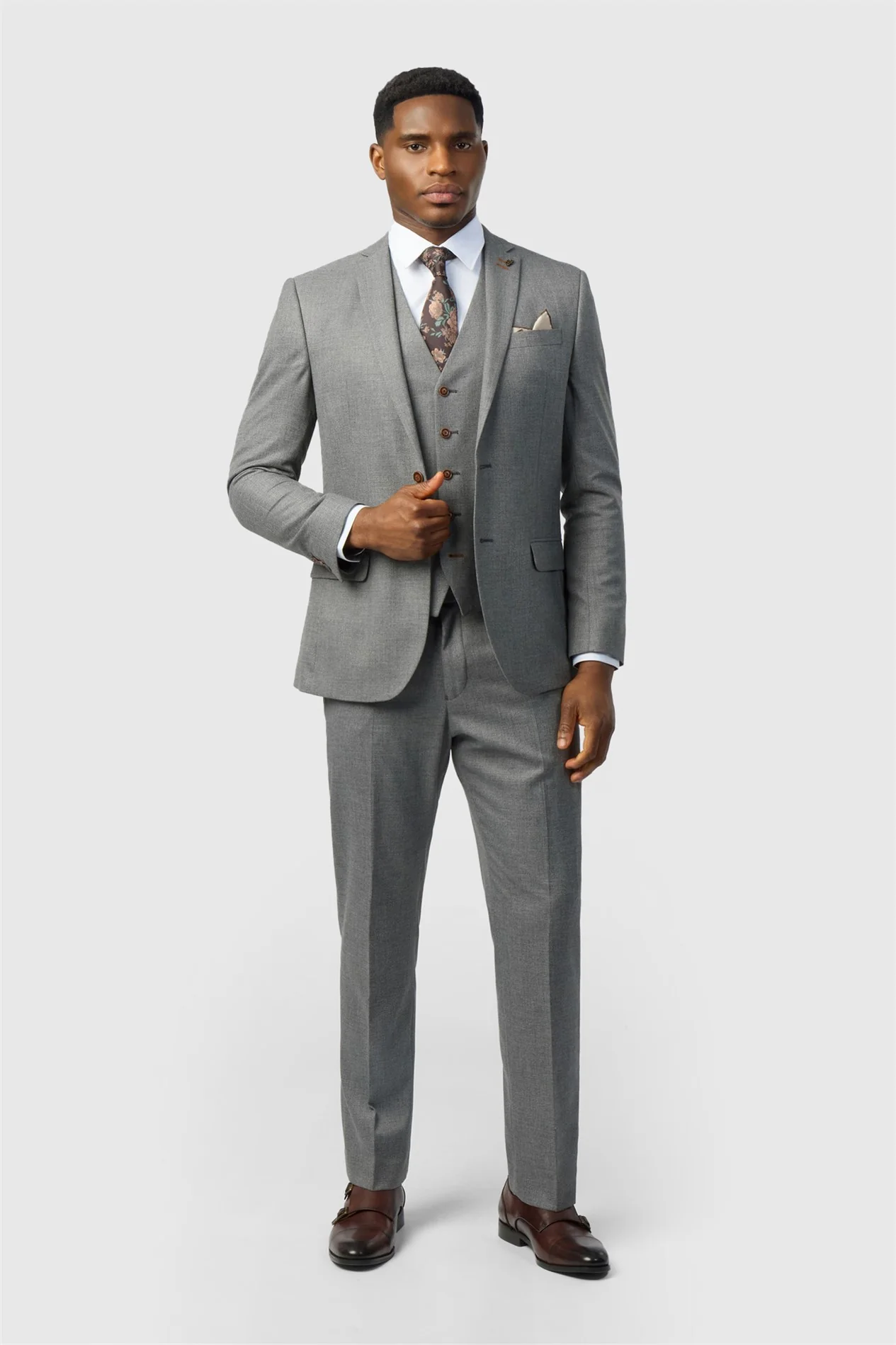 Antique Rogue Slim Fit Grey Texture Stretch Jacket thumbnail 2