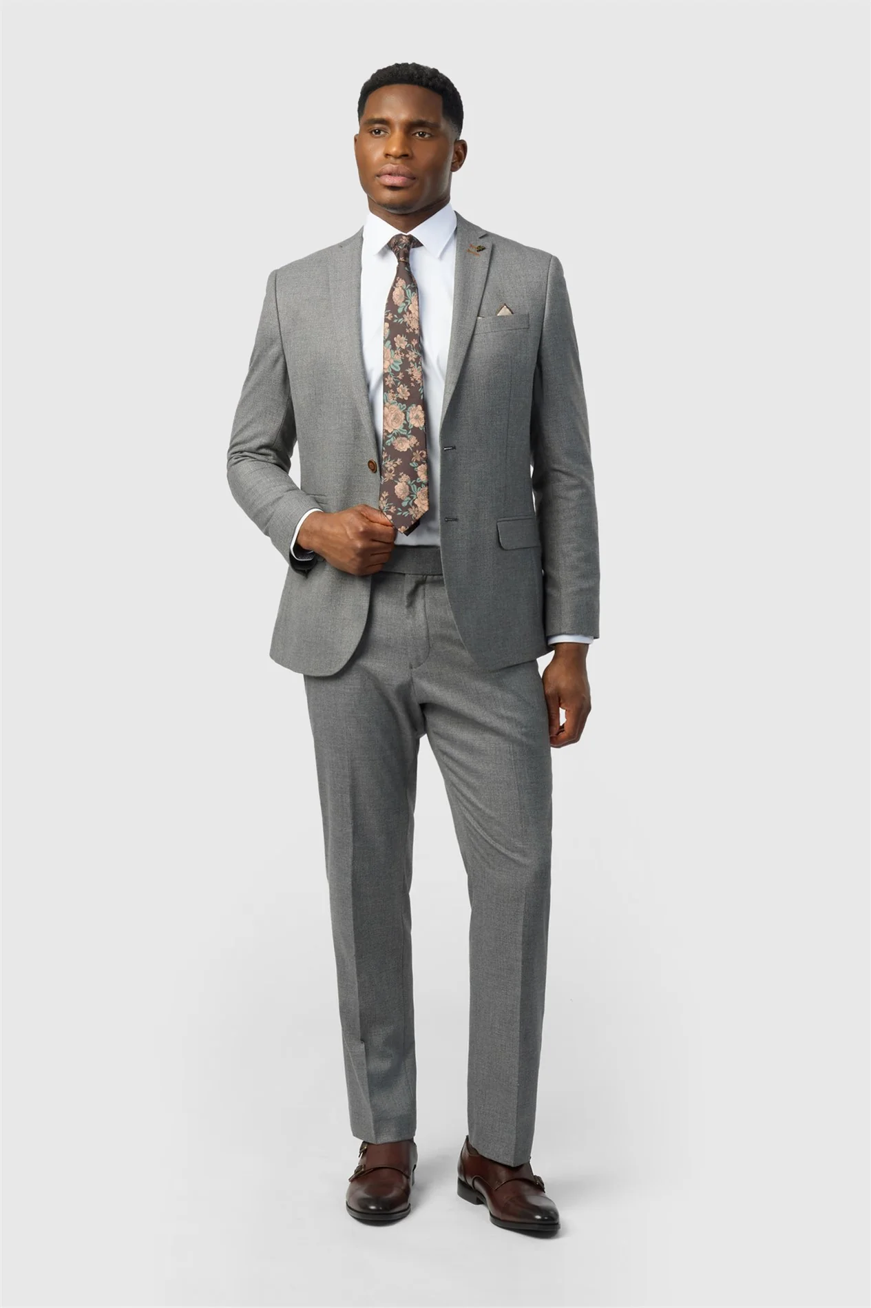 Antique Rogue Slim Fit Grey Texture Stretch Jacket thumbnail 3