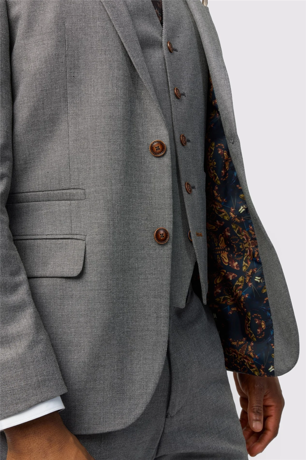 Antique Rogue Slim Fit Grey Texture Stretch Jacket thumbnail 5