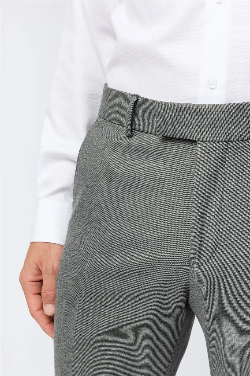 Antique Rogue Slim Fit Grey Texture Stretch Trousers thumbnail 2